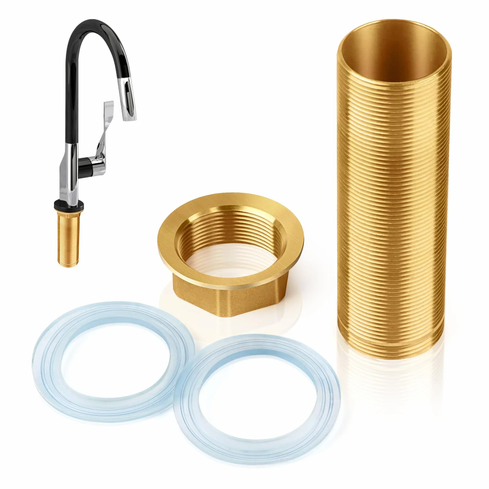 M30-100mm Kit de Reparación de Grifos, Roscado de Grifo Grifo Tubo de Rosca de Extensión Kit de Tuercas de Rosca Conectores de Tubería de Púas de Latón para Reparación de Grifos