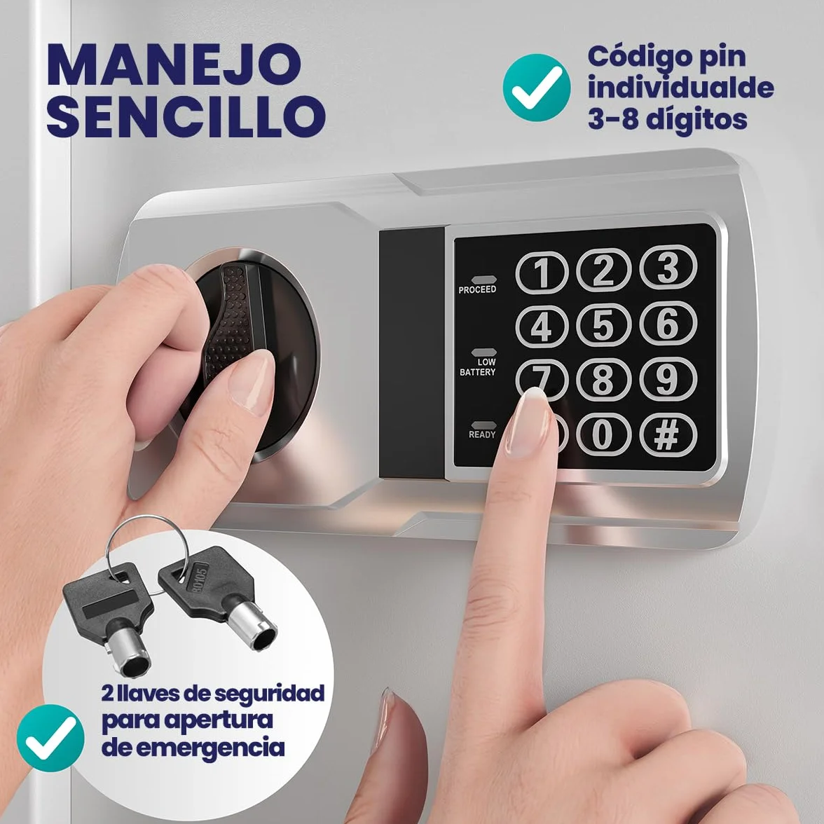 Deuba Caja Fuerte de Seguridad Electrónica 35x40x40cm Cerradura de Combinación Pared Suelo