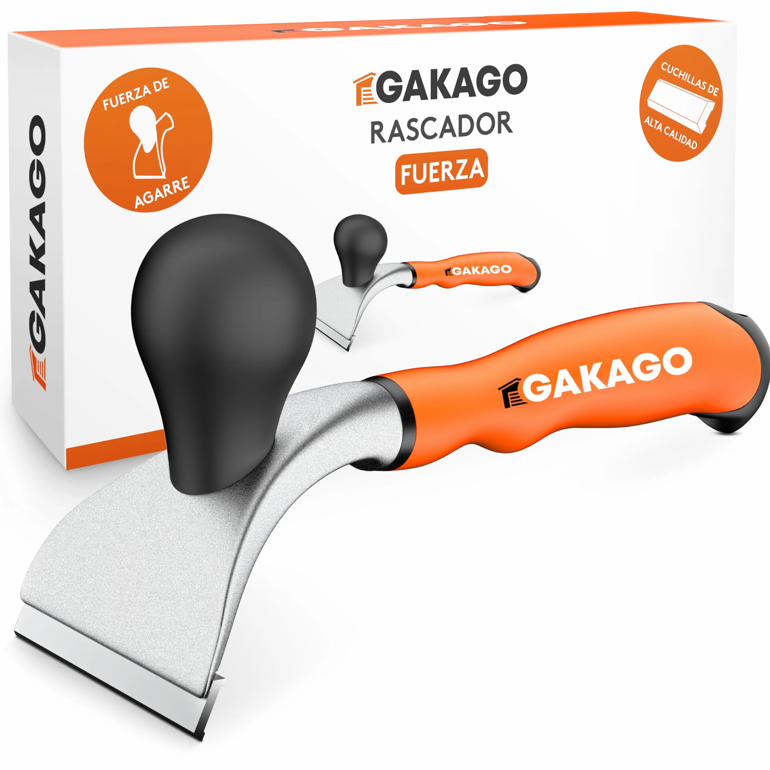 Gakago Rascador - Cuchilla raspadora de 65 mm de alta calidad fabricada con carburo de tungsteno duradero - Raspador universal ergonómico y antideslizante para madera, metal, hormigón o piedra