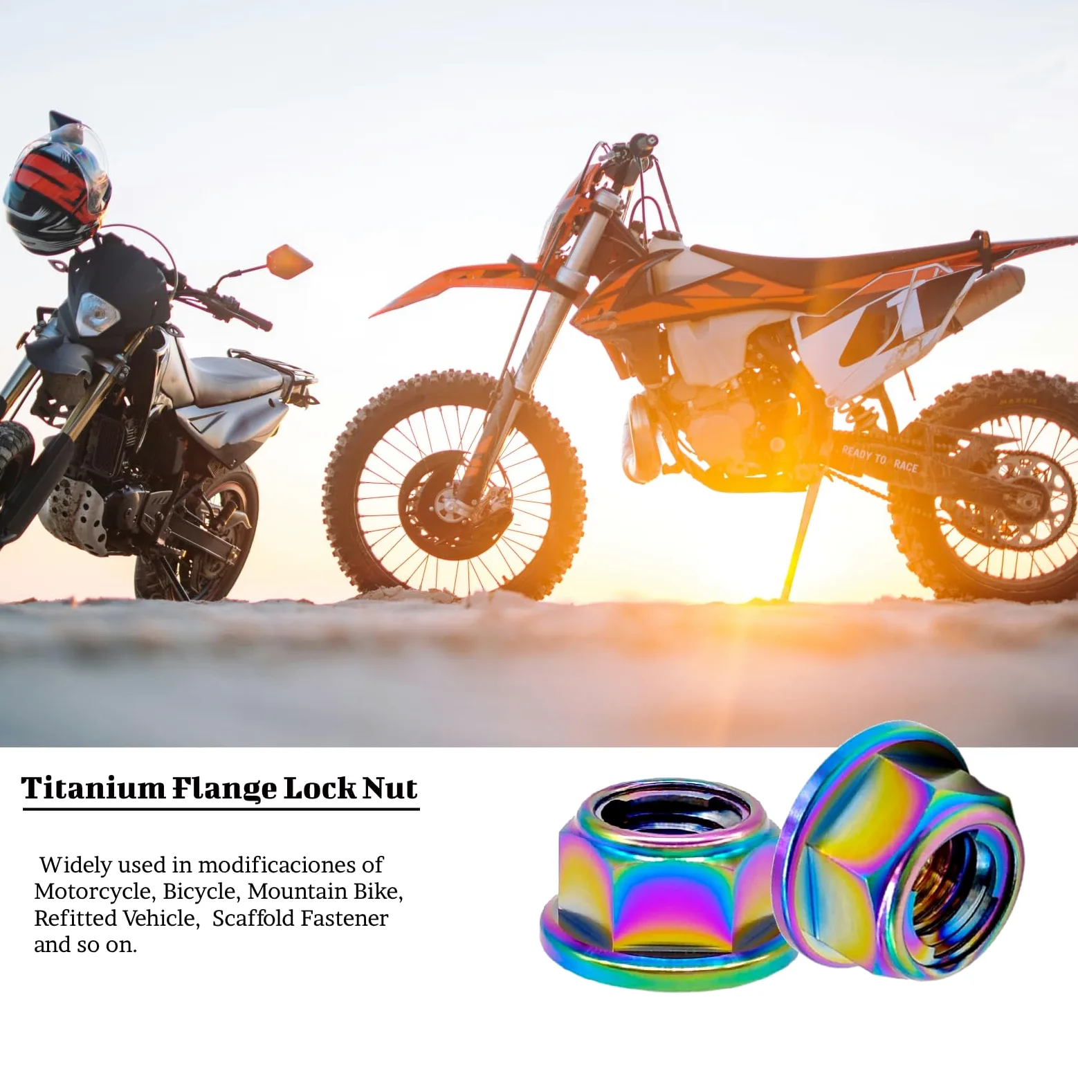 RISON-Titanium Tuerca de Brida de Titanio M5x0.8mm, Tuerca de Seguridad Hexagonal con Reborde, Tuerca de Bloqueo Contratuercas para Piñón/Rueda Dentada de Motocicleta, Bici, Paquete de 5