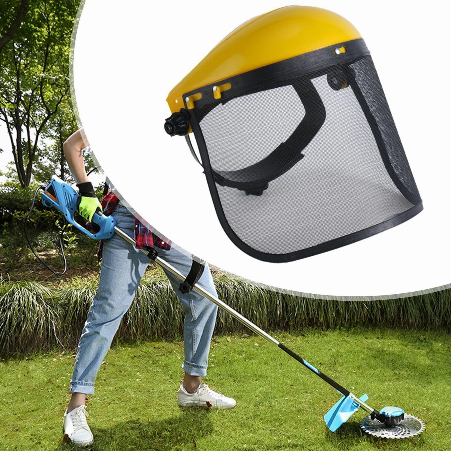 Máscara Ligera con Visera de Malla Metálica Necesaria Cómoda de Usar Ajustable para Proteger La Cara, Los Ojos Y