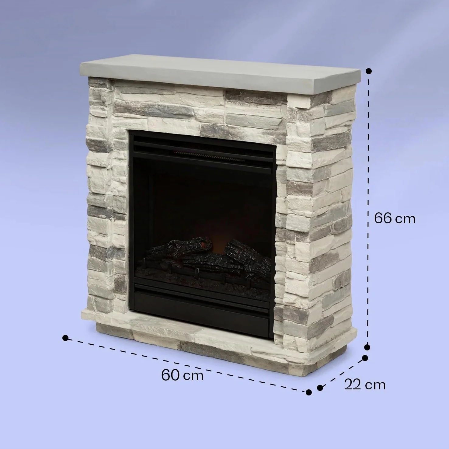 Klarstein Chimenea Electrica Bajo Consumo Pared, Estufa sin Leña de Interior, Chimeneas Electricas Decorativas 1800W, Llama LED, Chimenea Decorativa con Mando, Temporizador y Efecto Real Troncos