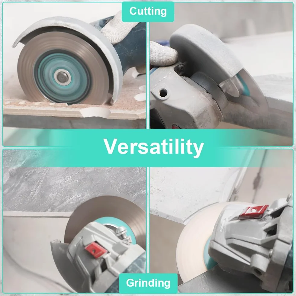 Disco de Diamante 115mm M14 | Disco 2 en 1 para Corte y Lijado de Porcelánico, Azulejos y Mármol | Doble Cara Profesional para Amoladora Angular