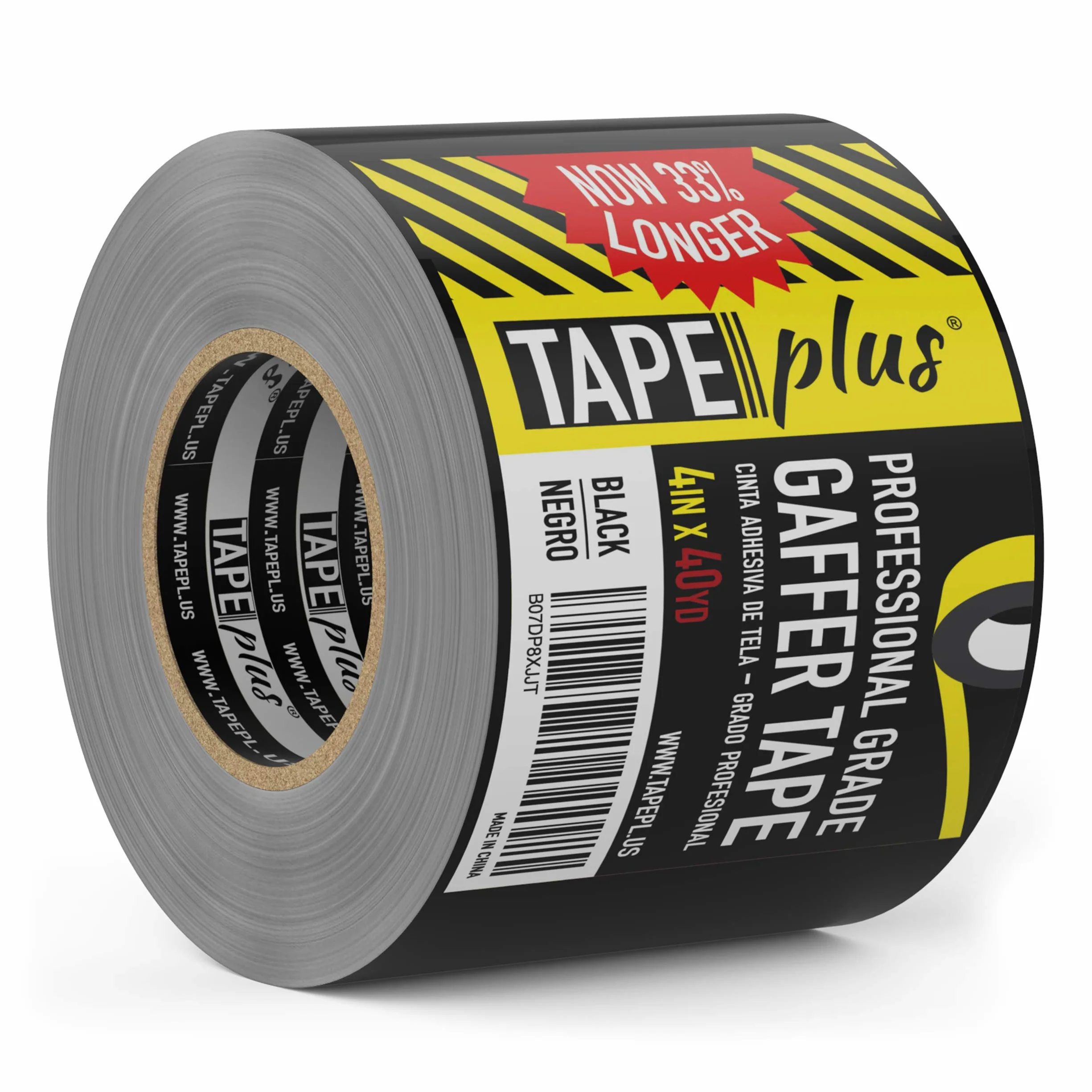 TapePlus Cinta Gaffers - 4 pulgadas por 40 yardas en negro - ¡Obtenga un 33% más! Grado profesional de gama alta: la cinta Gaffer es la alternativa perfecta a la cinta adhesiva