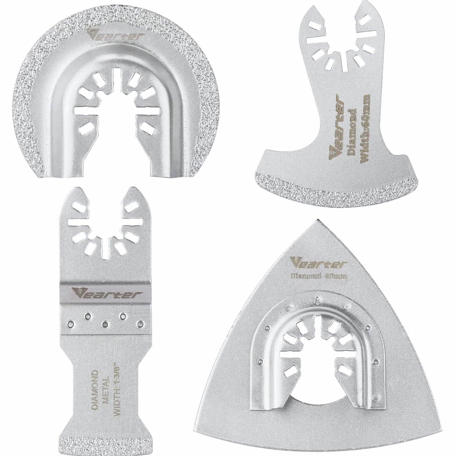 Juego de 4 hojas de sierra oscilante de diamante multiherramienta, kits universales de reparación de azulejos de liberación rápida para eliminación de lechada de arena