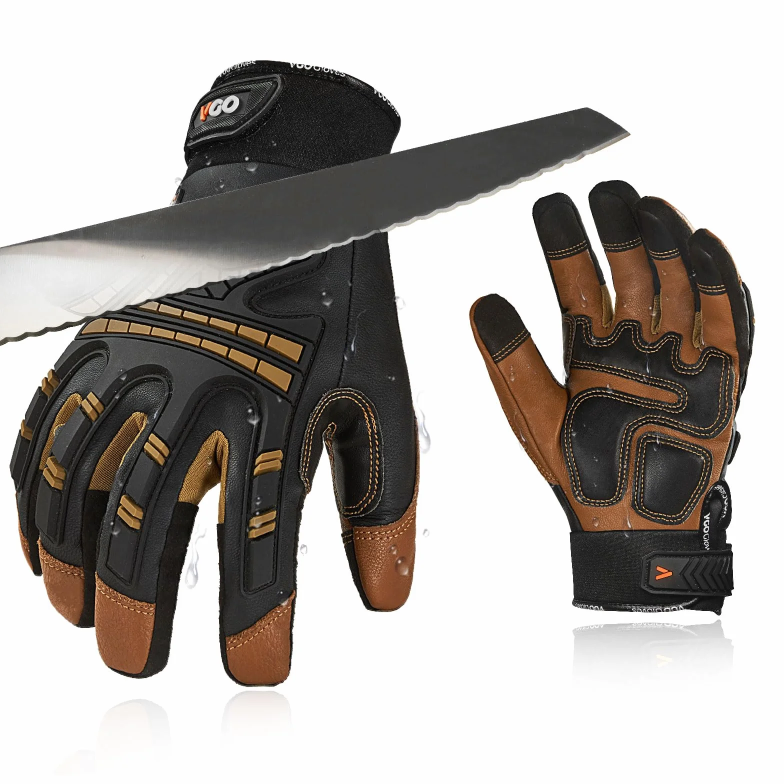 Vgo... Guantes de Trabajo Anti Corte Hombre, Guantes Resistentes al Corte 360° para Carpintería Forestal Almacén Camionero, 1 par