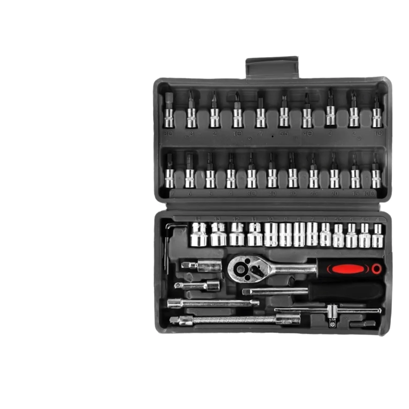 Llave Carraca Juego Herramientas Manuales Reparación Automotriz Caja Herramientas Mecánica Llave Vaso Destornillador De Trinquete 46 Uds.