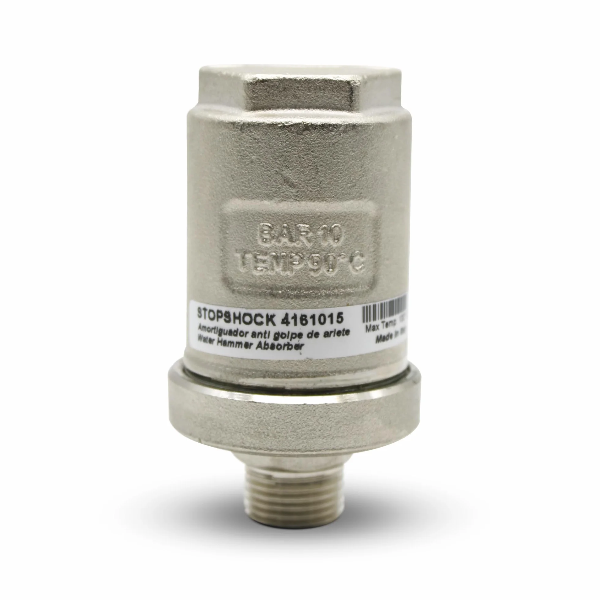 DOJA Barcelona | Amortiguador de Golpe de Ariete | Pack 1 | Amortiguador Ariete 1/2" | Ø51x92,8mm | Latón Niquelado | Reductor Golpe de Ariete | hasta 50mm, Grifo Lavabo, Válvula Ariete Agua