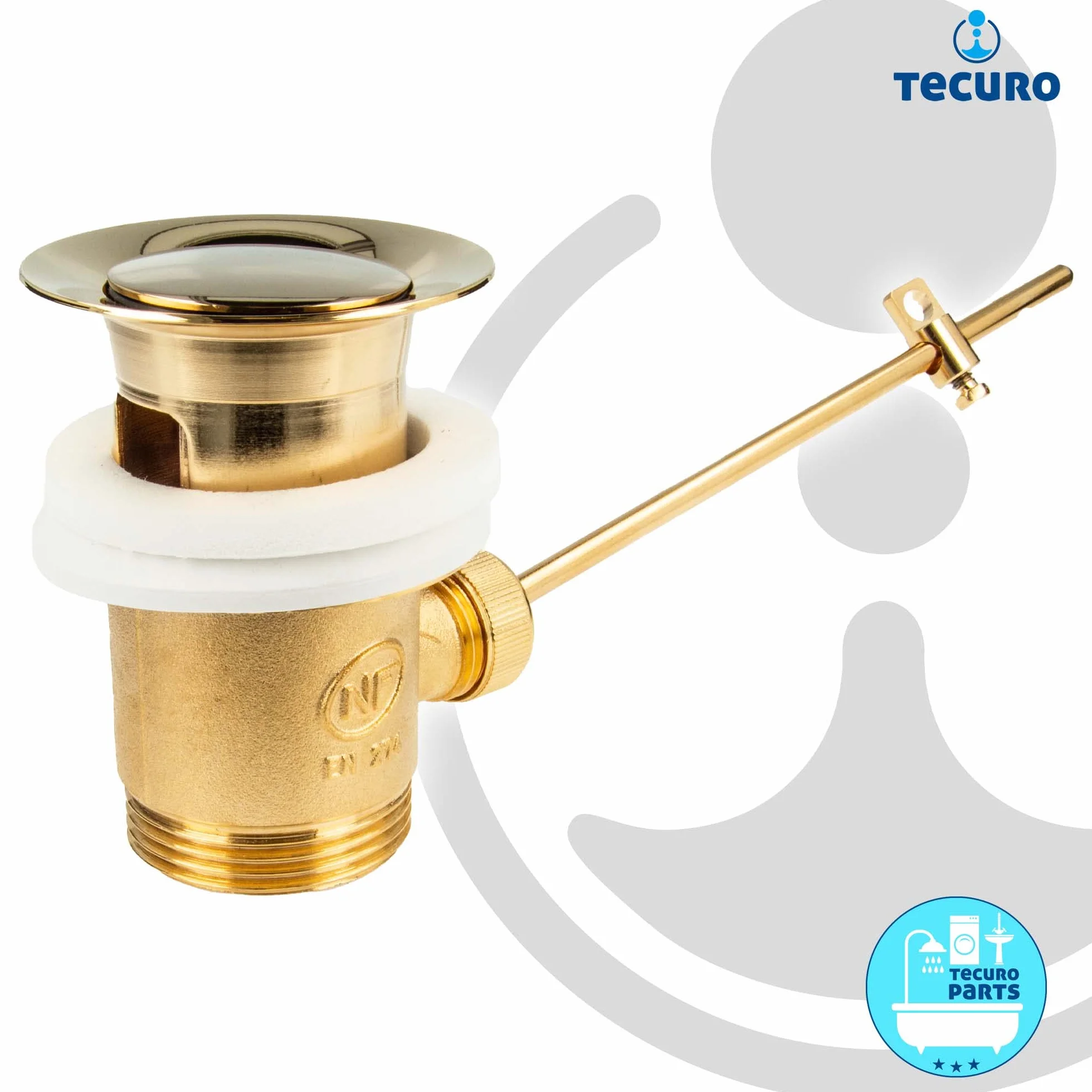 Tecuro Juego de desagüe excéntrico dorado para lavabo