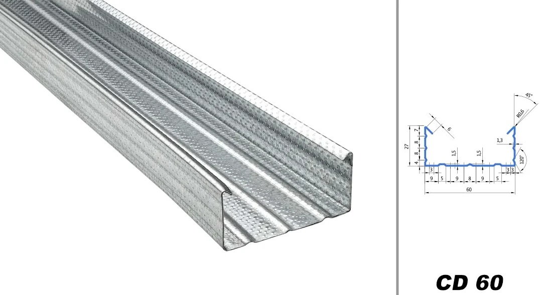 HEXIM CD UD CW UA - Perfil para paneles de yeso (2 - 3 m, perfil de montaje en techo, subestructura de techo, CD60: 18 unidades por 2 m)