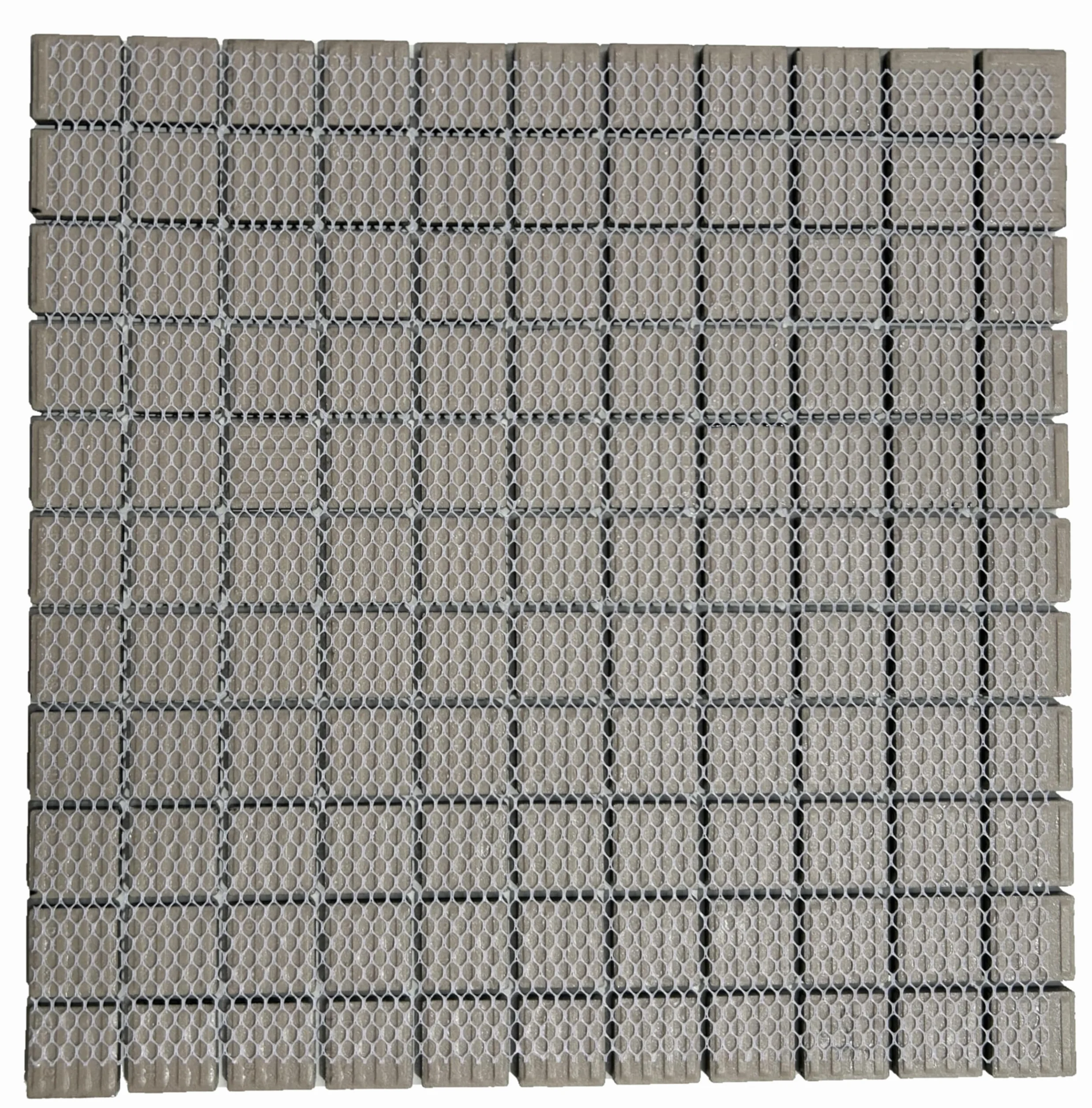 Cottoceram. Modelo G001 (BLANCO BRILLO) Mosaico enmallado de Porcelanico. Medida 2,5x2,5cm. Pegado en mallas de 30x30cm