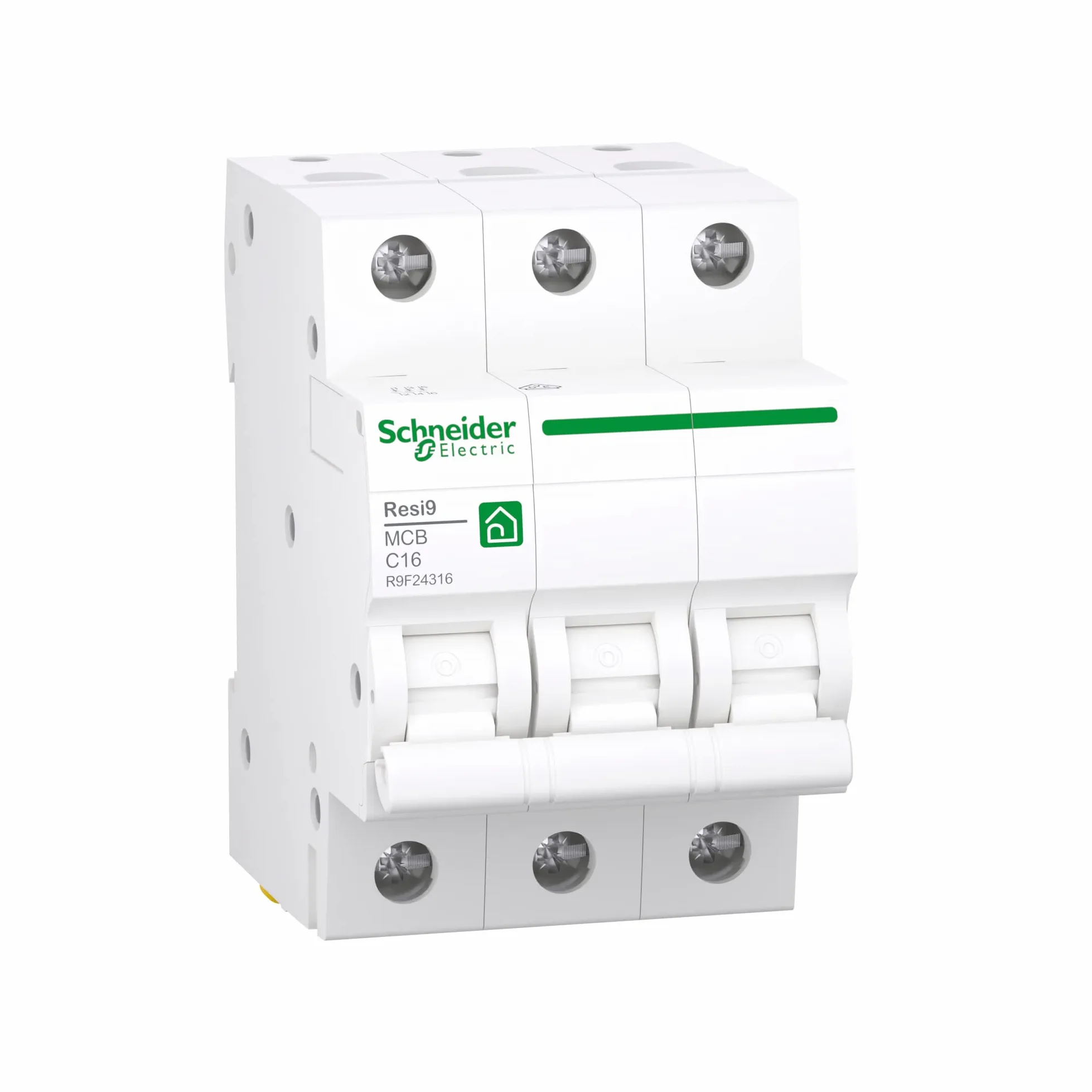Schneider Electric Disyuntor RESI9 3P 16A C 6KA, R9F24316, 3 polos
