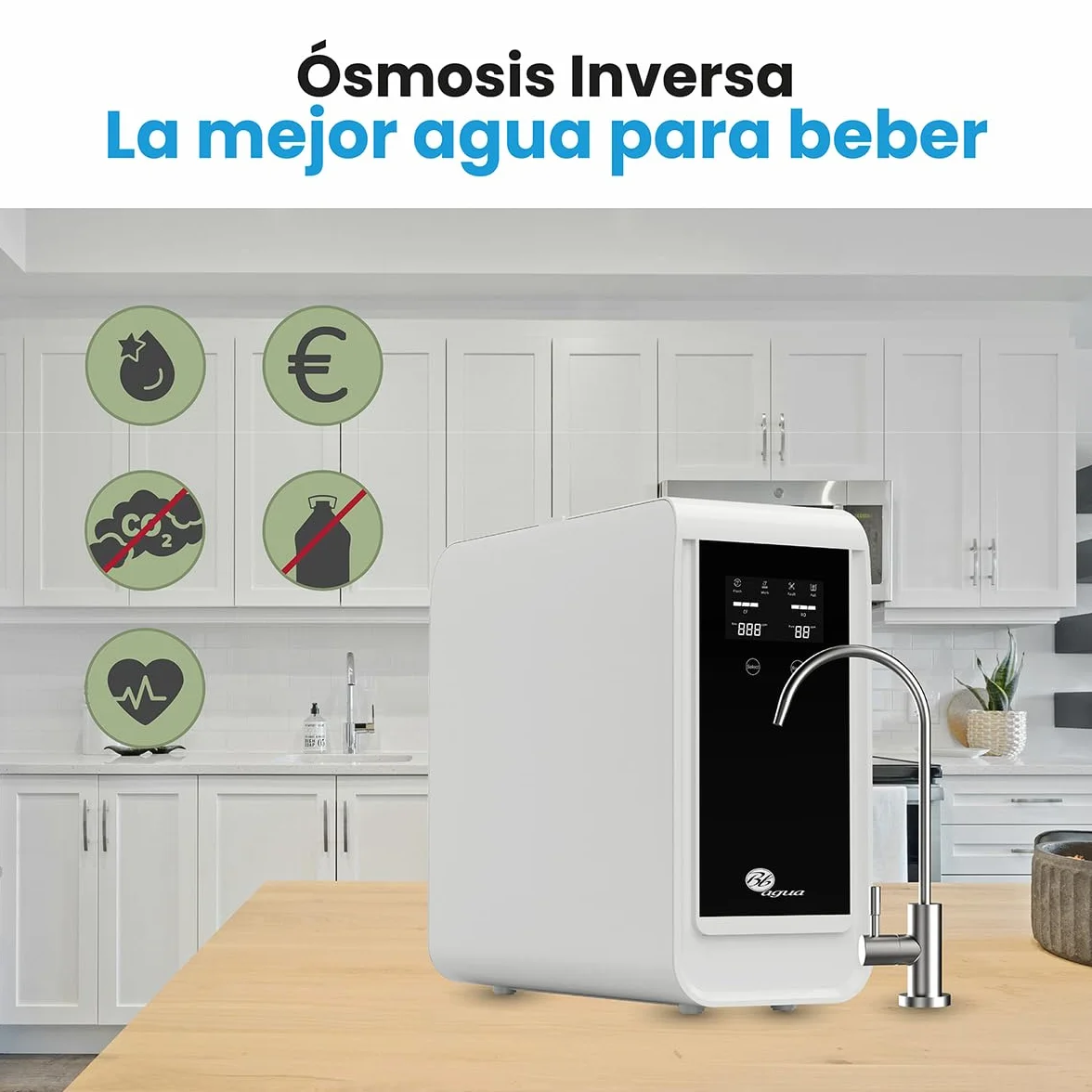 BBAGUA Home Direct Flow 600 Sistema de Ósmosis Inversa Bajo Fregadero 1.6 L/min Grifo y Kit Incluidos