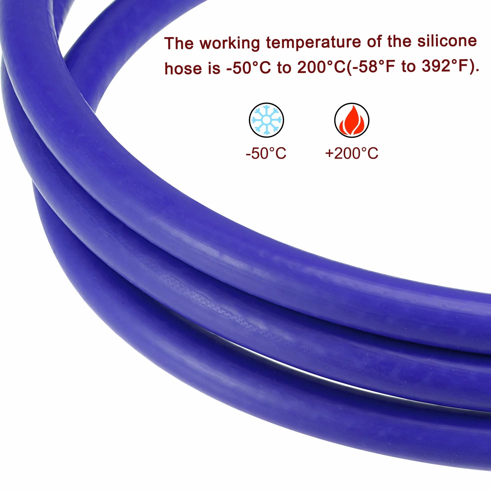 sourcing map Silicona Vacío Tubo Calentador Manguera 16mm ID 1m 101psi 392F Azul Reforzada Alta Temperatura para Motor