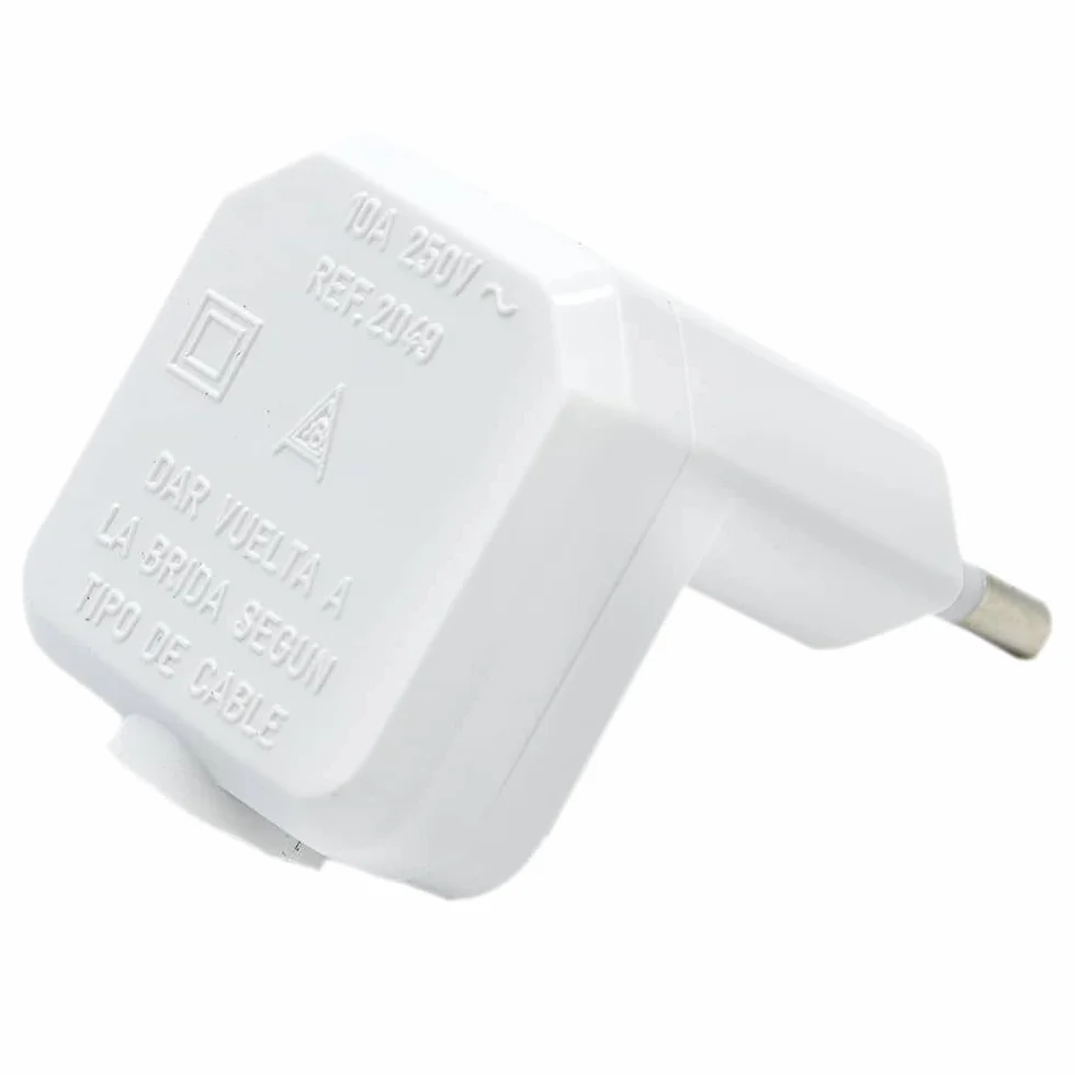 CABLEPELADO Clavija Enchufe Acodado Bipolar Angular 10A 250V IP20 3,7kW Macho Blanco