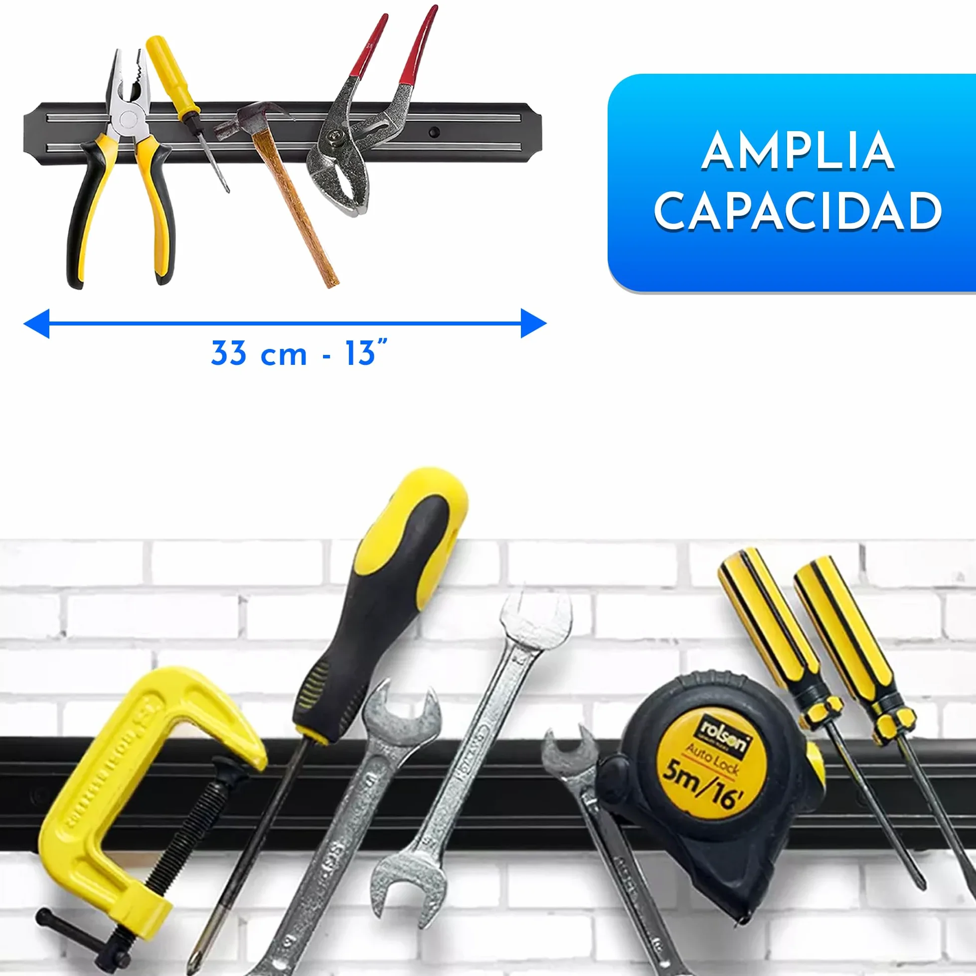 Organizador herramientas pared magnetico 4 uds 33 cm x 5 cm iman