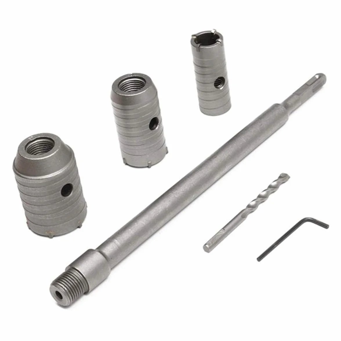350 mm Mango redondo SDS Plus Vástago Broca para muro de hormigón Agujero Cortador de sierra Broca para muro de piedra de cemento y hormigón con expansión de 30/40/50 mm （Plata）