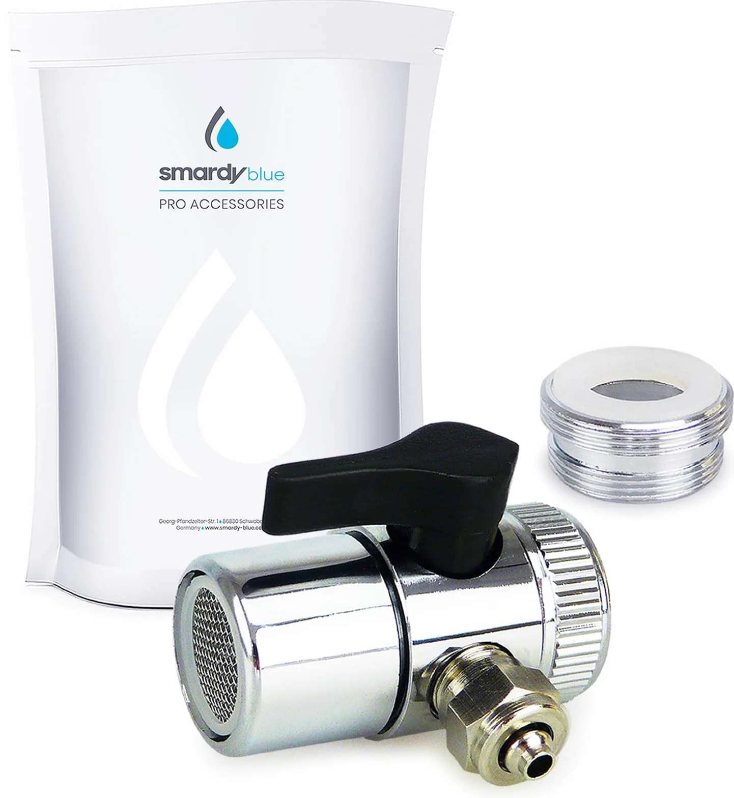 smardy Válvula desviadora para grifo con adaptador M22xM24 – salida de manguera 1/4" (6,35 mm) – conecta filtro de agua u ósmosis inversa al grifo de la cocina – sin obras ni fontanero