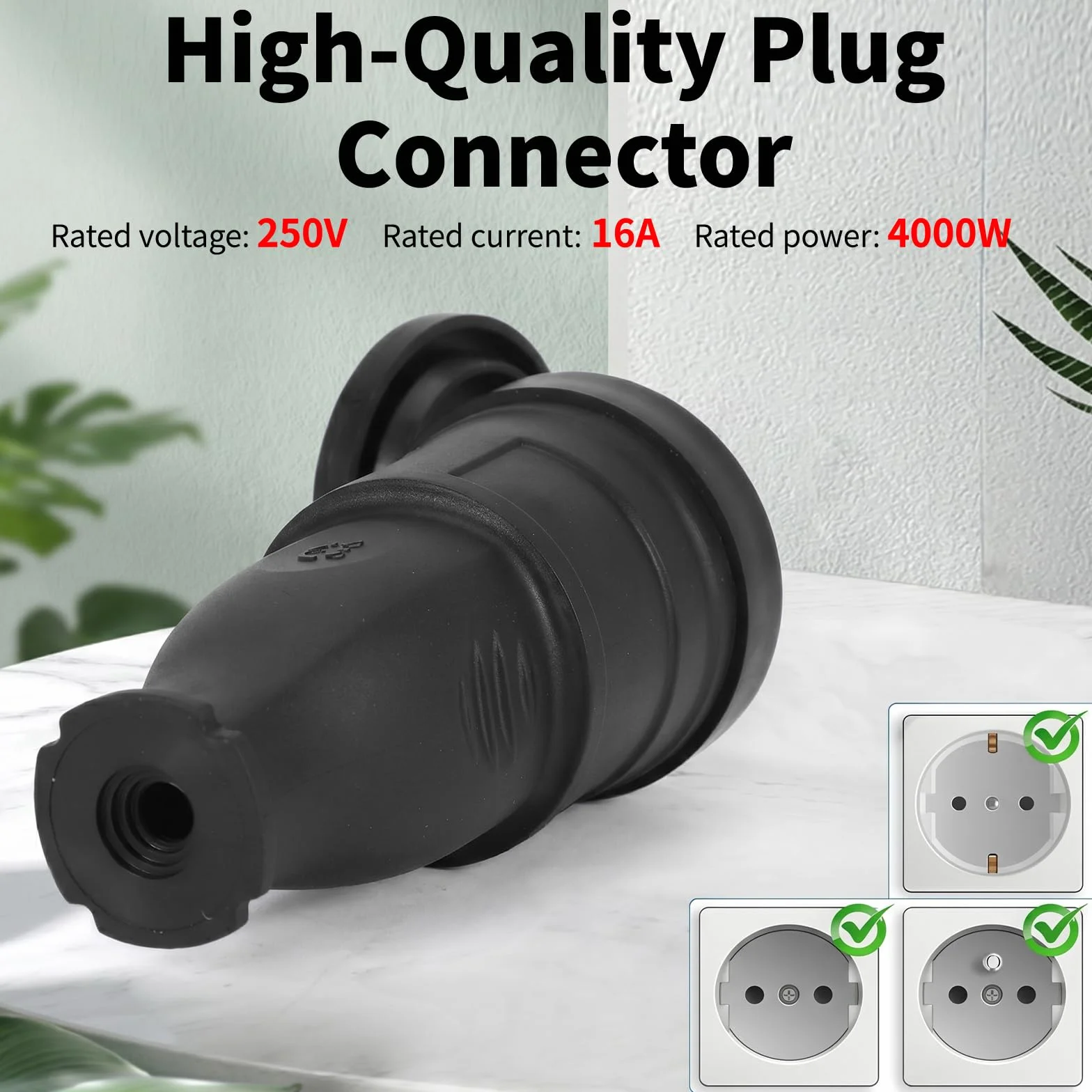 Enchufe Schuko Macho Hembra IP44 250V 16A Juego 5 Pares con Protección Antitorceduras
