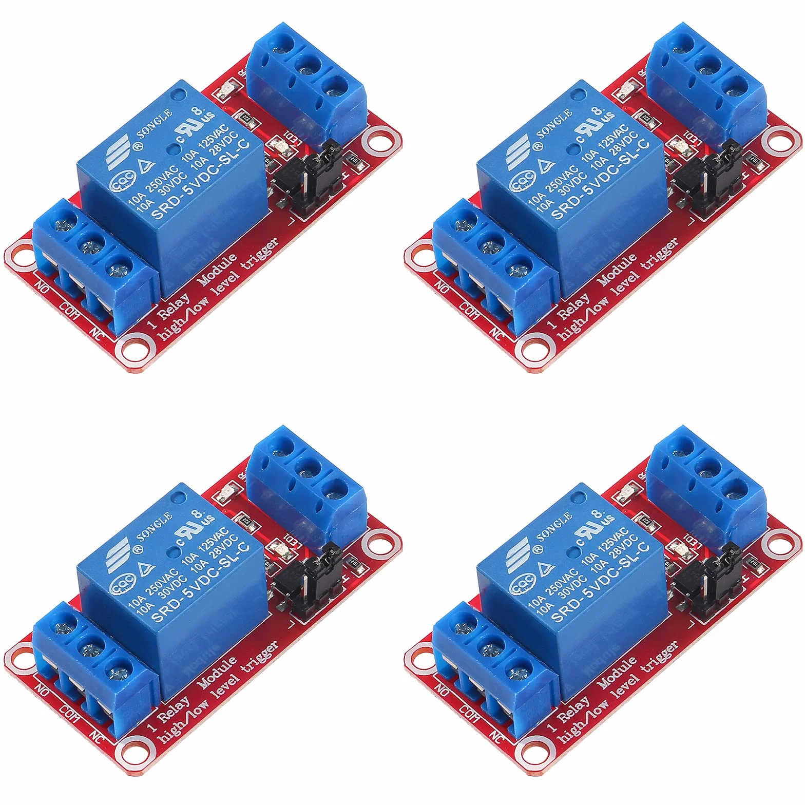 4pcs módulo de relé DC 5V 1 canal de relé Junta con aislamiento optoacoplador soporte alto o bajo nivel disparador