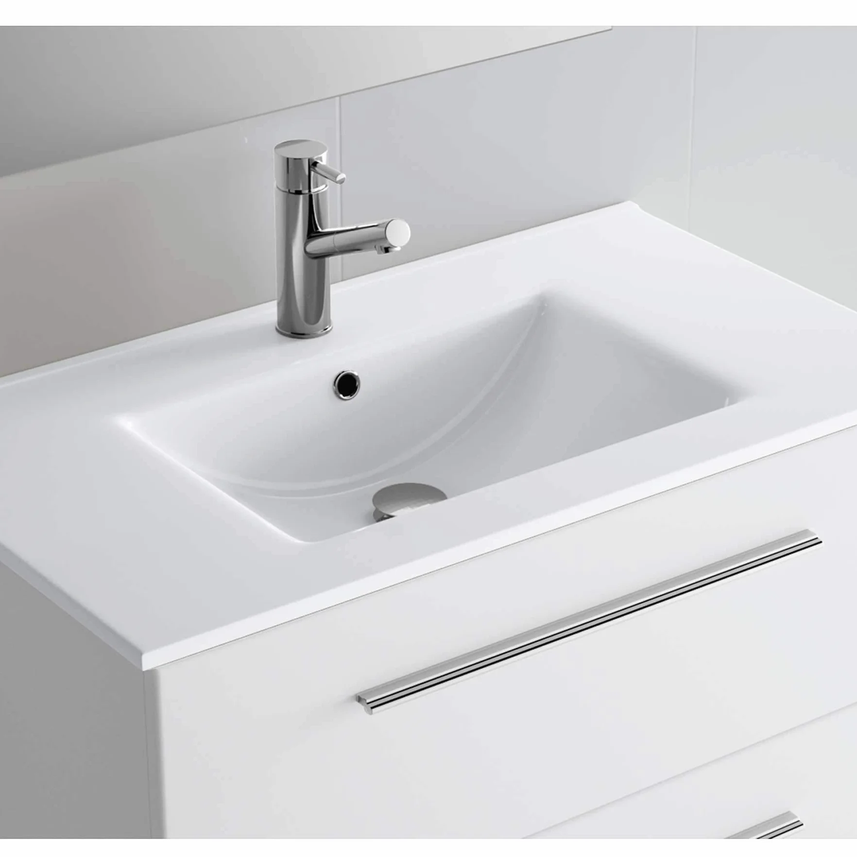 Extraplano - Lavabo cerámico (70 cm) color blanco brillo