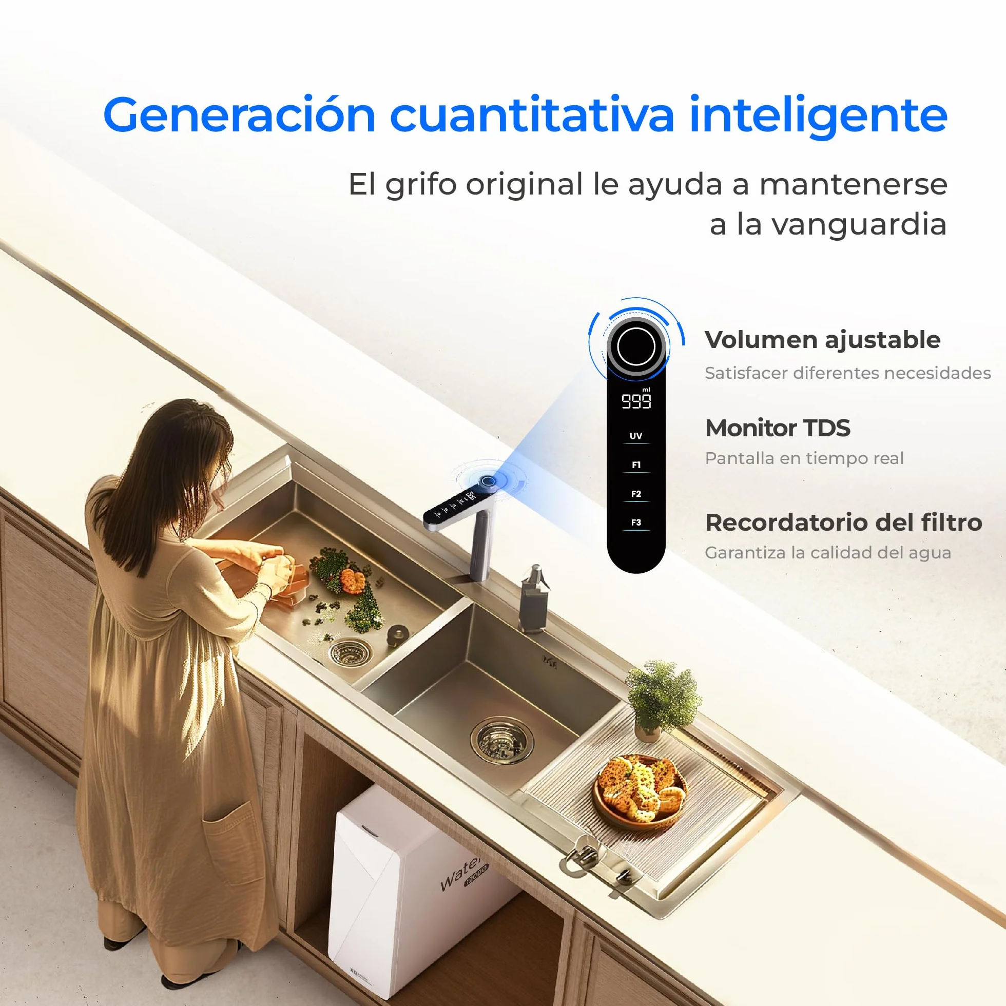 Waterdrop X12 Mineral Alcalino pH+ Ósmosis Inversa Sistema, NSF/ANSI 58&372 Certificado, 1200 GPD Flujo Rápido, Filtración 11 Etapas, 3:1 Pura a Drenaje, Libre de BPA