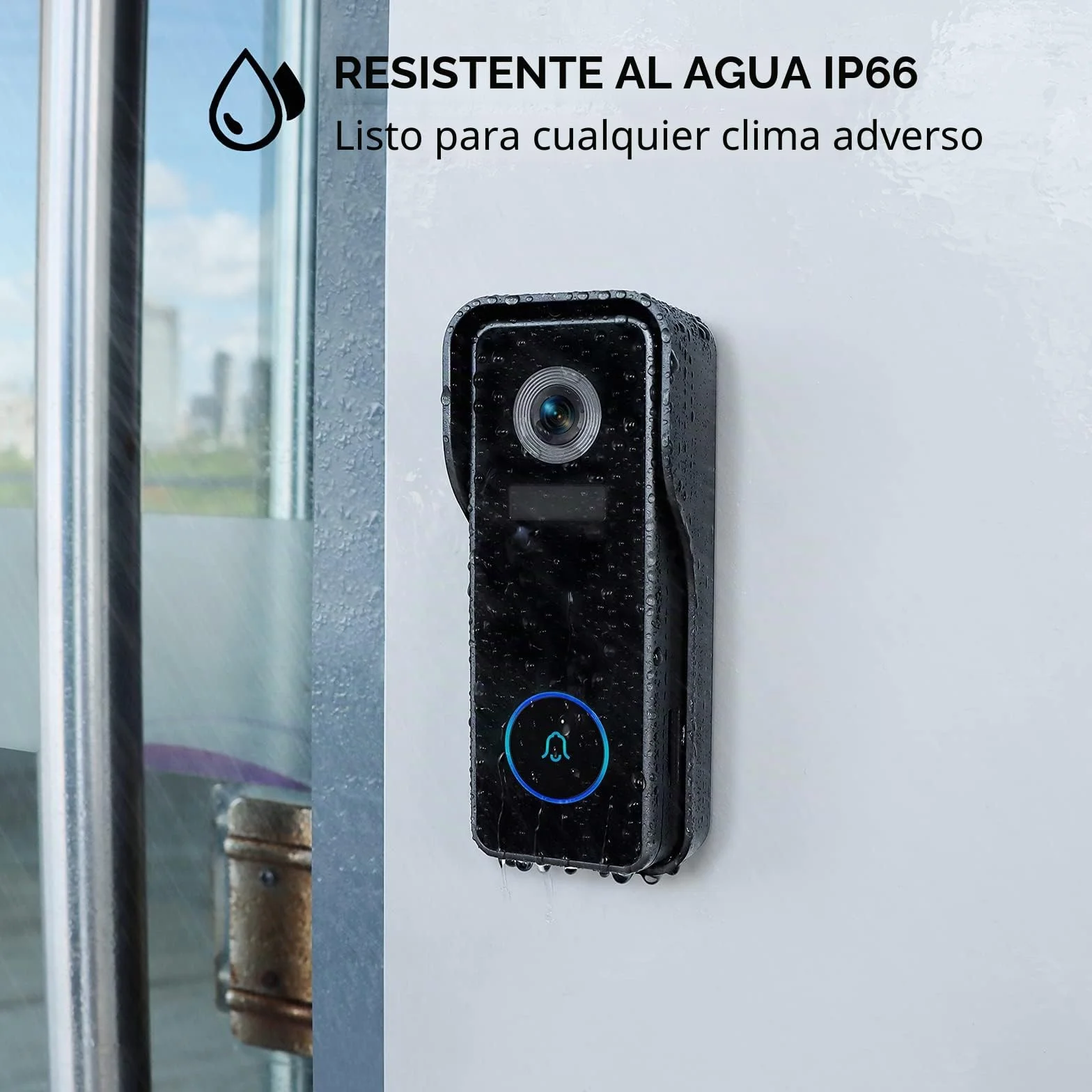 XTU Timbre Inalámbrico con Cámara WiFi, 2K HD Vídeo Timbre Puerta Inteligente con Cámara,Detección Humana PIR,Visión Nocturna,Audio Bidireccional,SD y Almacenamiento en la Nube, IP66 Impermeable