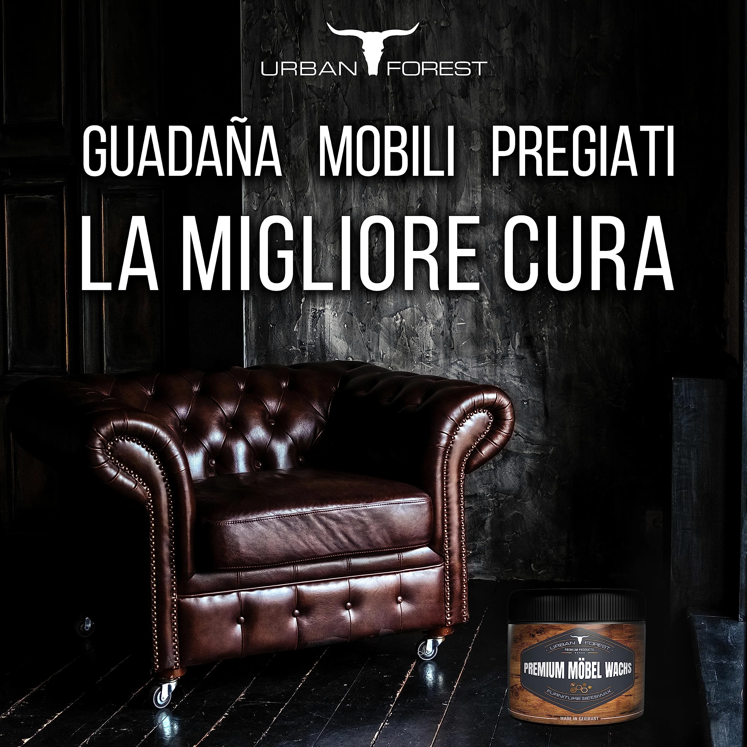 Cera para muebles incolora para el cuidado de muebles y protección de la madera | Cera para madera para el cuidado de la madera para muebles de madera | PREMIUM FURNITURE WAX de URBAN FOREST 500ml