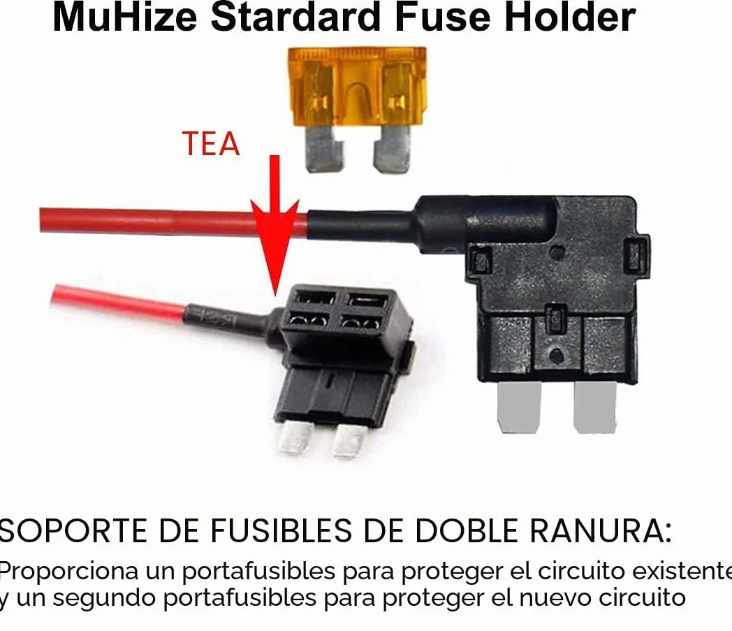 Guuzi Add-A-Circuit ACU 12V-24V Adaptador de Fusible Estándar con Arnés de Cables y Portafusibles Mediano