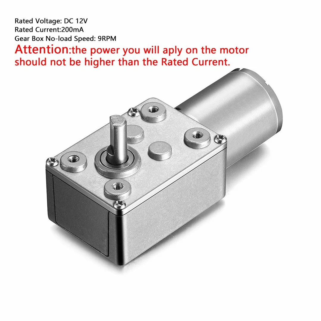 Aexit JSX950-370 DC 12V 9RPM 6mm Eje alto Turbina de tornillo sin fin Motor de reducción de la caja de engranajes de (model: Z7876IIVI-8495AE) tornillo sin fin