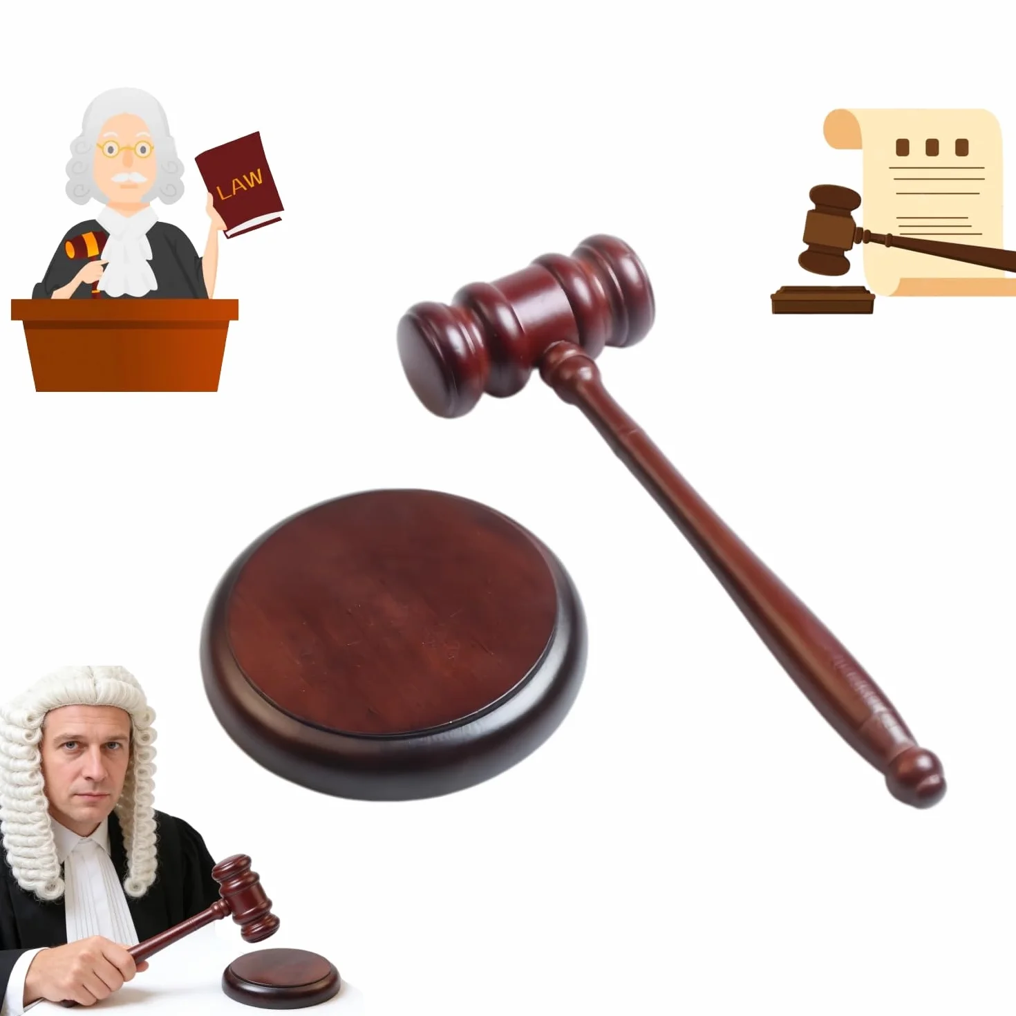 RichterHammer Martillo de Subastas de Madera Juego de Martillo de Subastas de Madera y Bloque de Resonancia Mazo de Madera y Bloque de Sonido para Subasta Venta Abogados Casa de Subastas