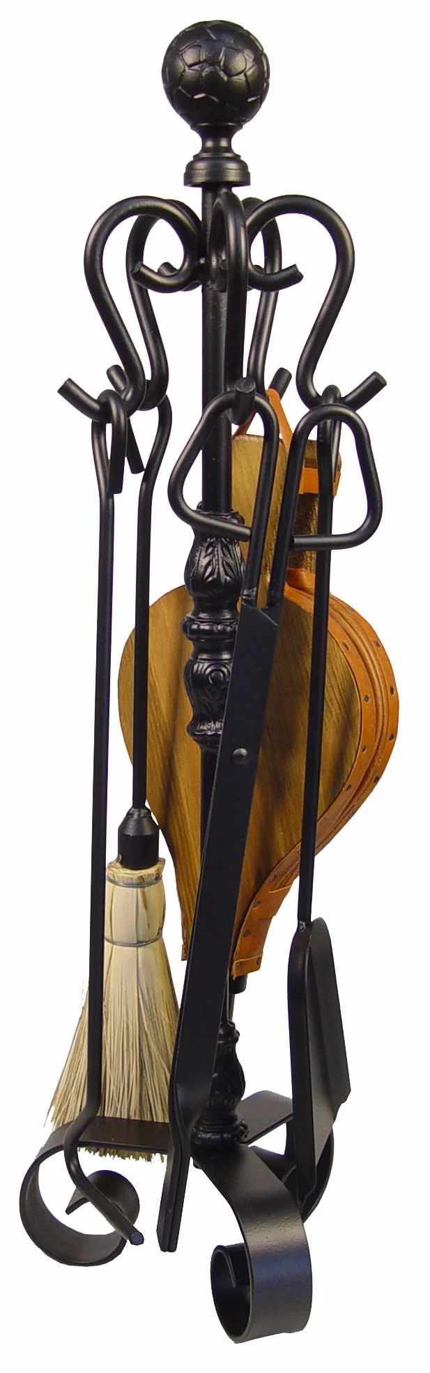 Imex El Zorro – Juego Chimenea 5 Piezas | 70 cm | Hierro Forjado con Acabado Negro Mate | Incluye Atizador, Tenaza, Pala, Escobilla y Soporte | Ideal para Chimeneas de Interior