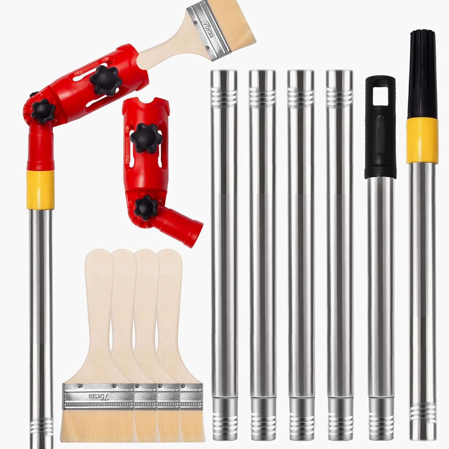 1.7m Poste de Extensión de Pincel de Pintura Herramienta Extensor de Pincel Pintura de Múltiples Angulos Soporte de Extensión de Pincel para Techos Altos Paredes Esquinas de Escaleras