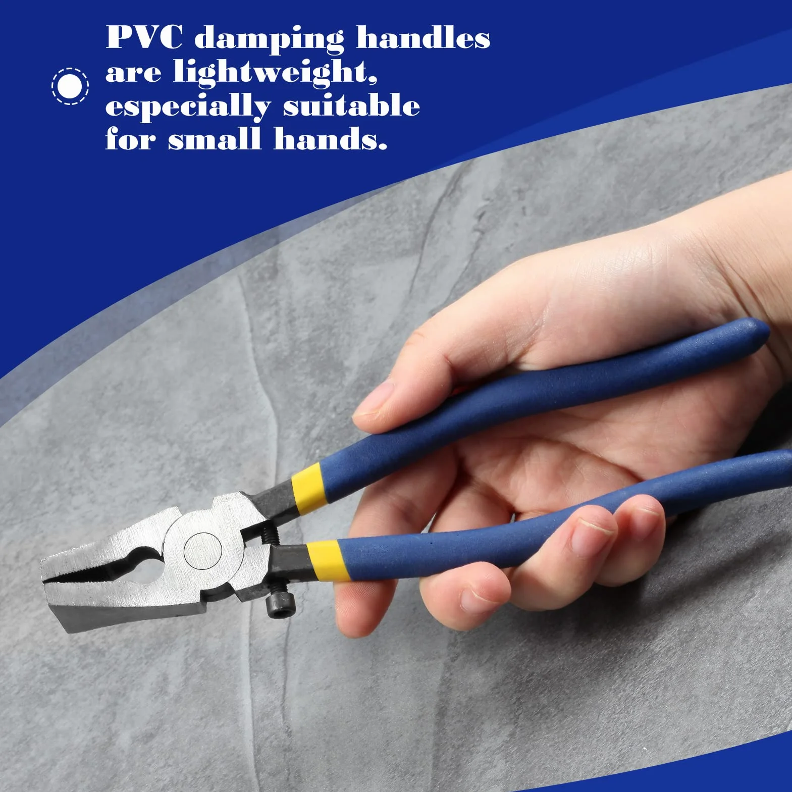 SPEEDWOX Alicates de vidrio para romper mandíbulas planas dentadas con tornillo ajustable de 8 pulgadas, alicates de vidrio resistentes para trabajo de vidrieras, herramienta de rotura