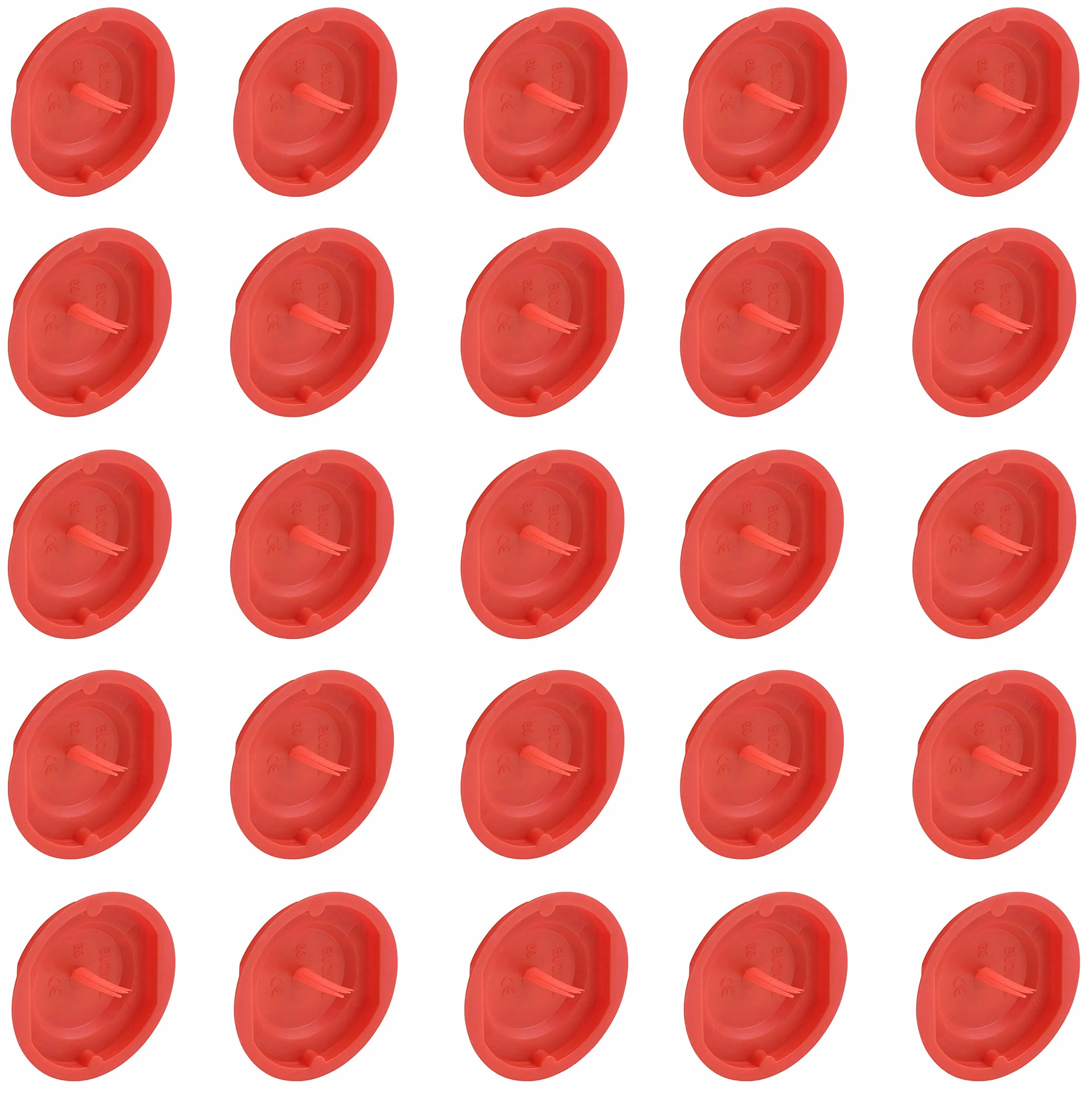Meister Tapa de señalización, adecuada para cajas empotradas de 60 mm de diámetro, 25 unidades, color rojo de señal para una rápida localización, protección del interior de la lata