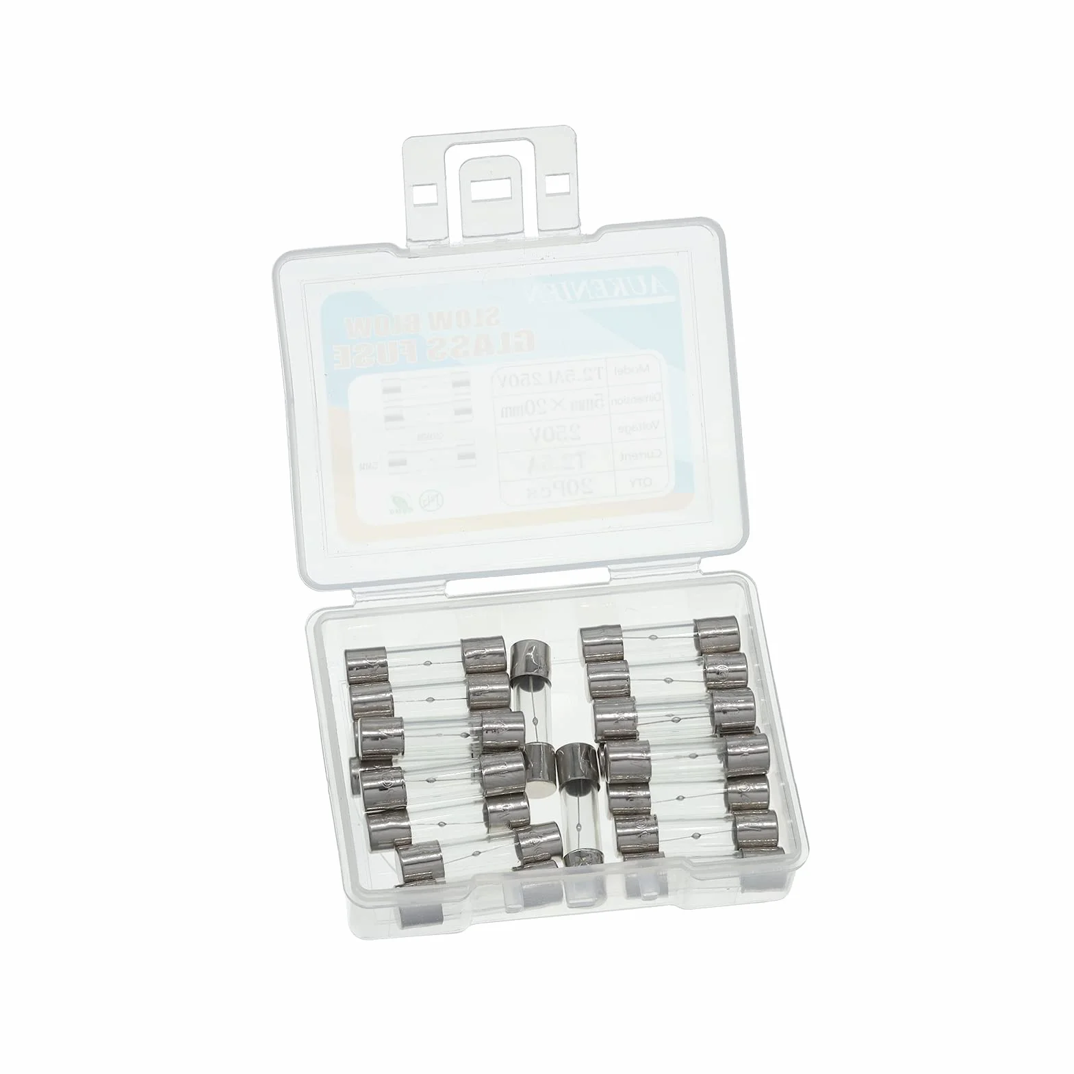 Fusibles de Vidrio de Soplado Lento 5x20MM T2A 2A 250V Retardo de Tiempo Kit