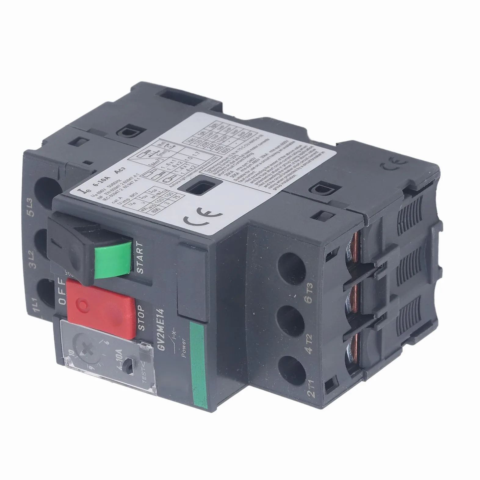 Disyuntor Magnético Térmico del Motor para Protección del Motor AC690V, Funcionamiento Estable y Seguro para Uso Industrial (GV2-ME14 6-10A)