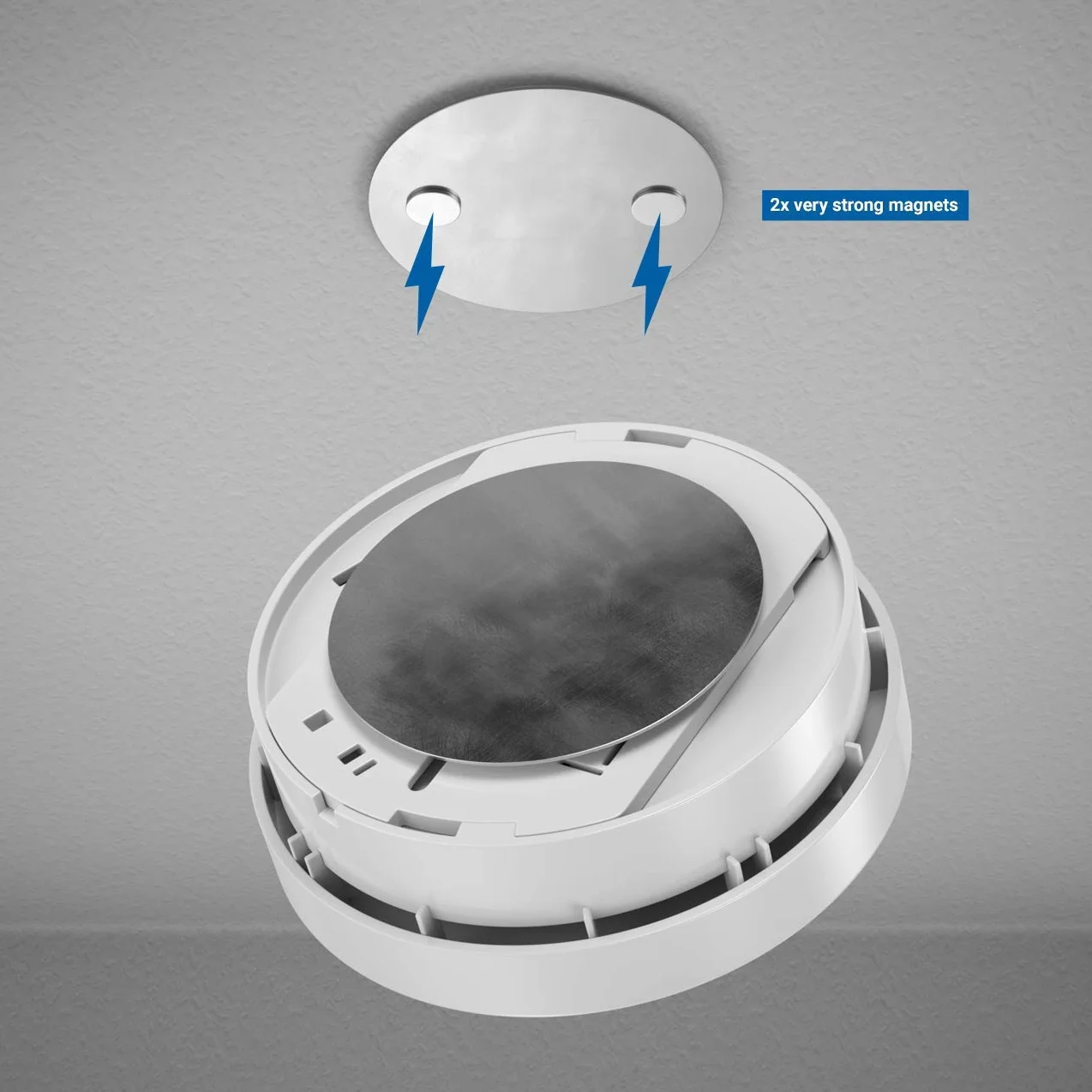 deleyCON Soporte Magnético para Detector de Humo 65mm Accesorio Adhesivo