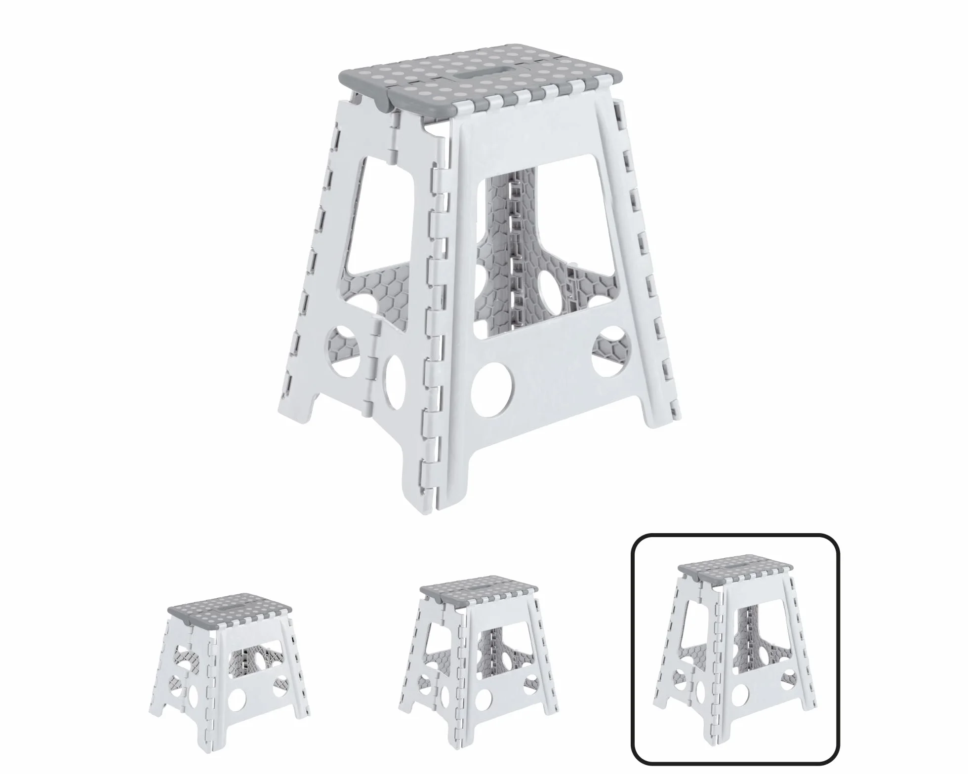 ARREGUI TB-045-GB Taburete Plegable para Cocina o Baño| Escalera Plegable Pequeña | Asiento Plegable | Banqueta Baño | Escalón Plegable para Adultos y Niños (hasta 150Kg) | 45 cm de Altura | Blanco