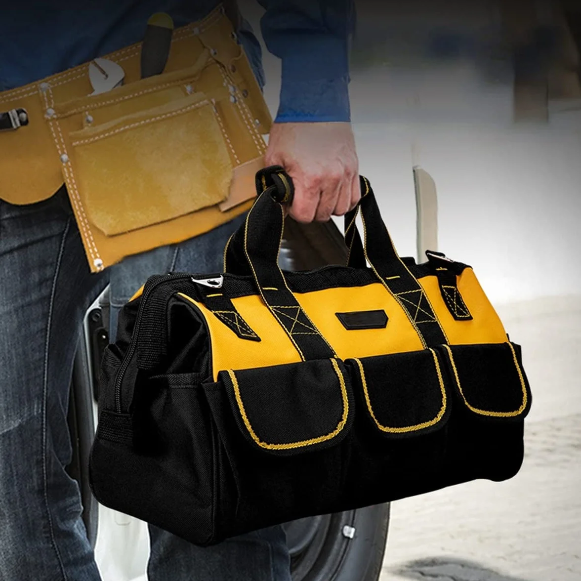 Bolsa De Herramientas Resistente, Organizador Para Herramientas Manuales Y EléCtricas,Cremallera Superior Y Base De Goma Resistente Al Desgaste, Gran Capacidad, Impermeable, Resistente Al Desgaste