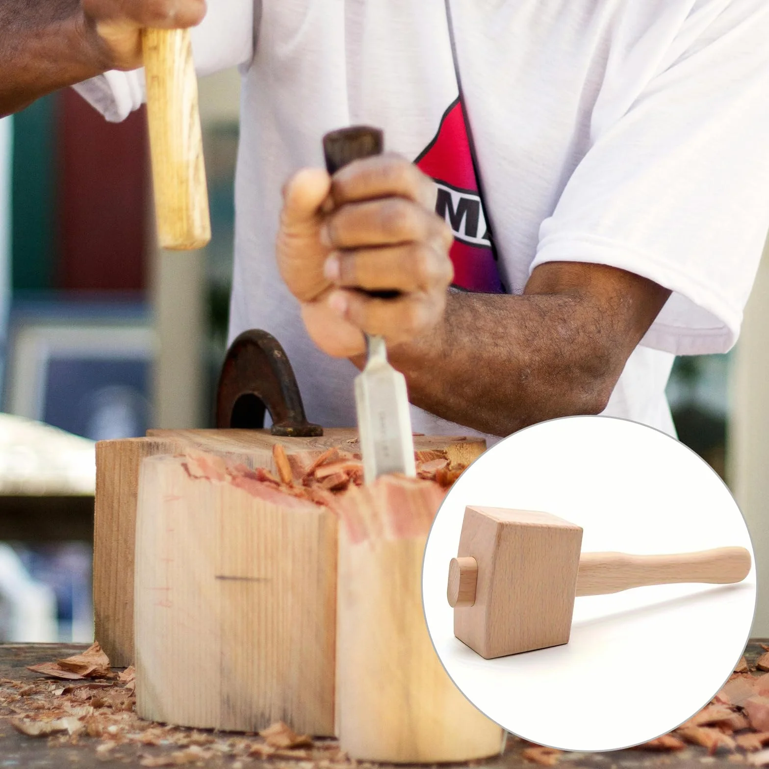 Martillo de Madera, Mazo de Madera, Herramienta de Carpintería, Martillo de Carpintería, Martillo de Mazo, para Carpintería, Aficionados Al Bricolaje, para Colocar y Ensamblar Muebles de Madera