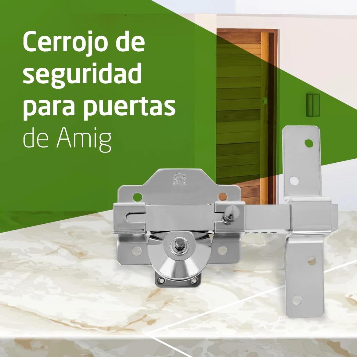 Amig - Cerrojo de Sobreponer para Puertas con Cilindro de Seguridad y Pestillo de Apertura - Acero - Color Plateado - Cilindro 70 mm - Incluye 5 Llaves de Punto - 88 x 153 mm