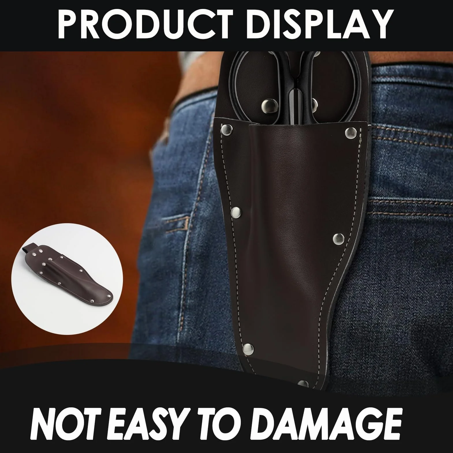 Funda Tijeras Podar, Pruner Holster, Funda de Cinturón para Cuchillo o Tijeras de Podar, Funda de Cuero Portátil Reforzada con Remaches, Ideal para Jardinería y Actividades al Aire Libre