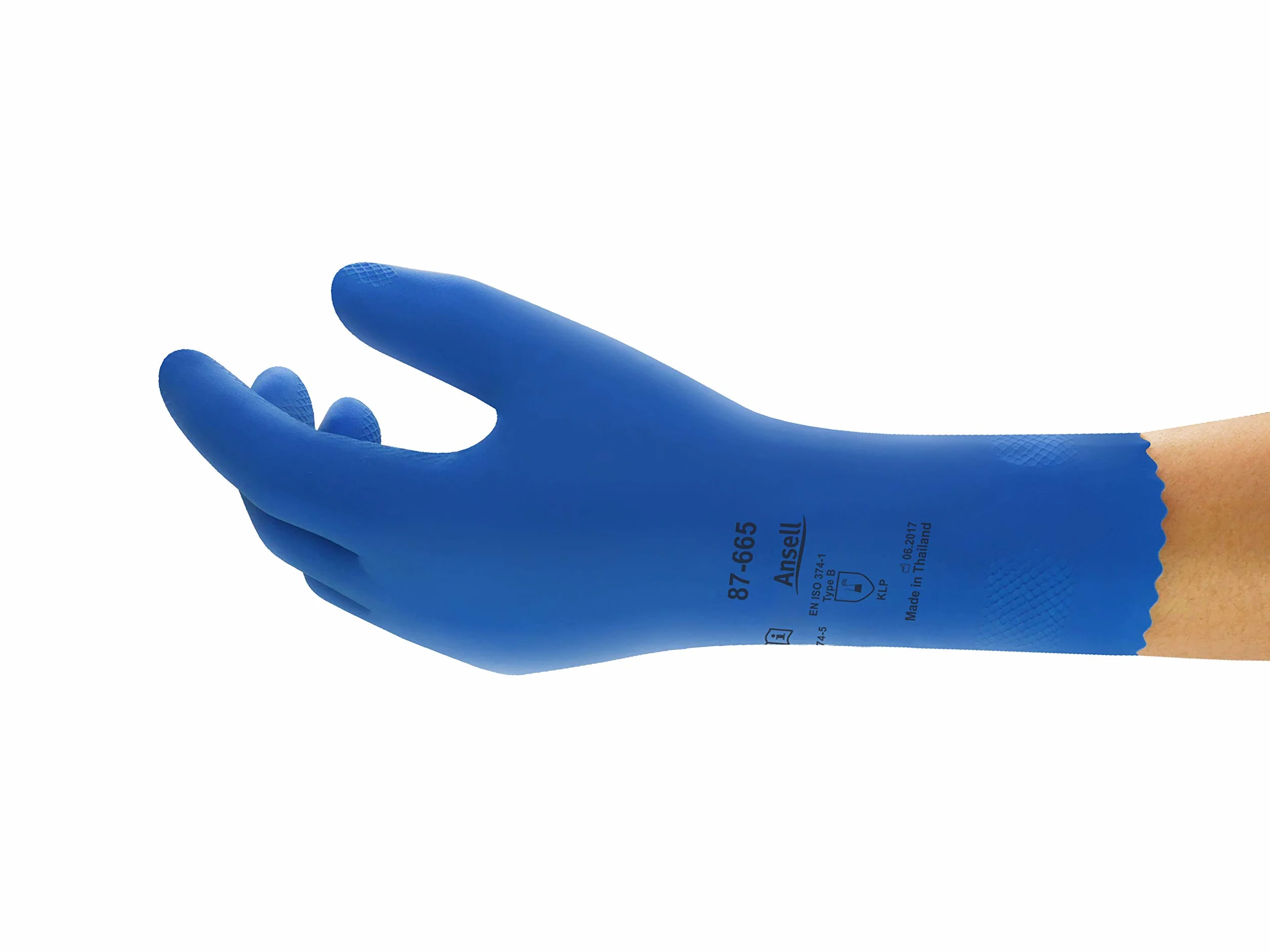 Ansell Alphatec 87-665 Guantes de Trabajo Multiusos, Resistencia Química, Excelente Sensibilidad y Flexibilidad, Forro con Flocado Algodón, Talla S (12 Pares)