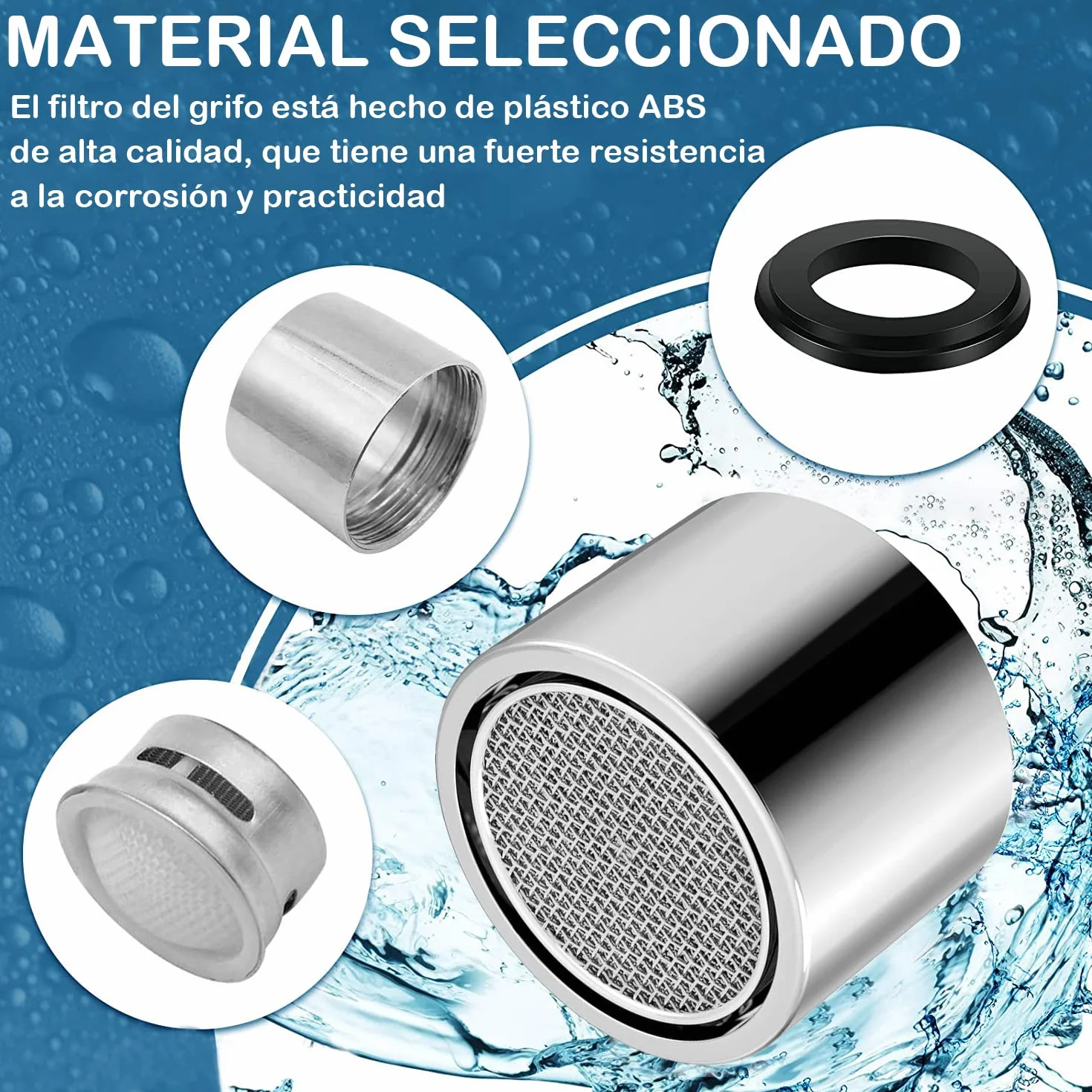 Aireador Grifo 22mm Rosca Interior Hembra M22, Filtro Grifo Recambio Lavabo Boquilla Ahorro Agua