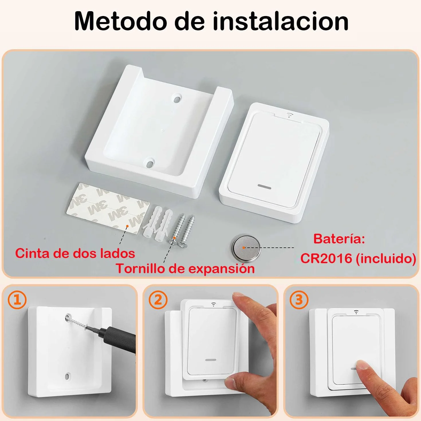 Kit Interruptor Inalámbrico 230V 2300W 100M Control Lámparas Electrodomésticos Blanco