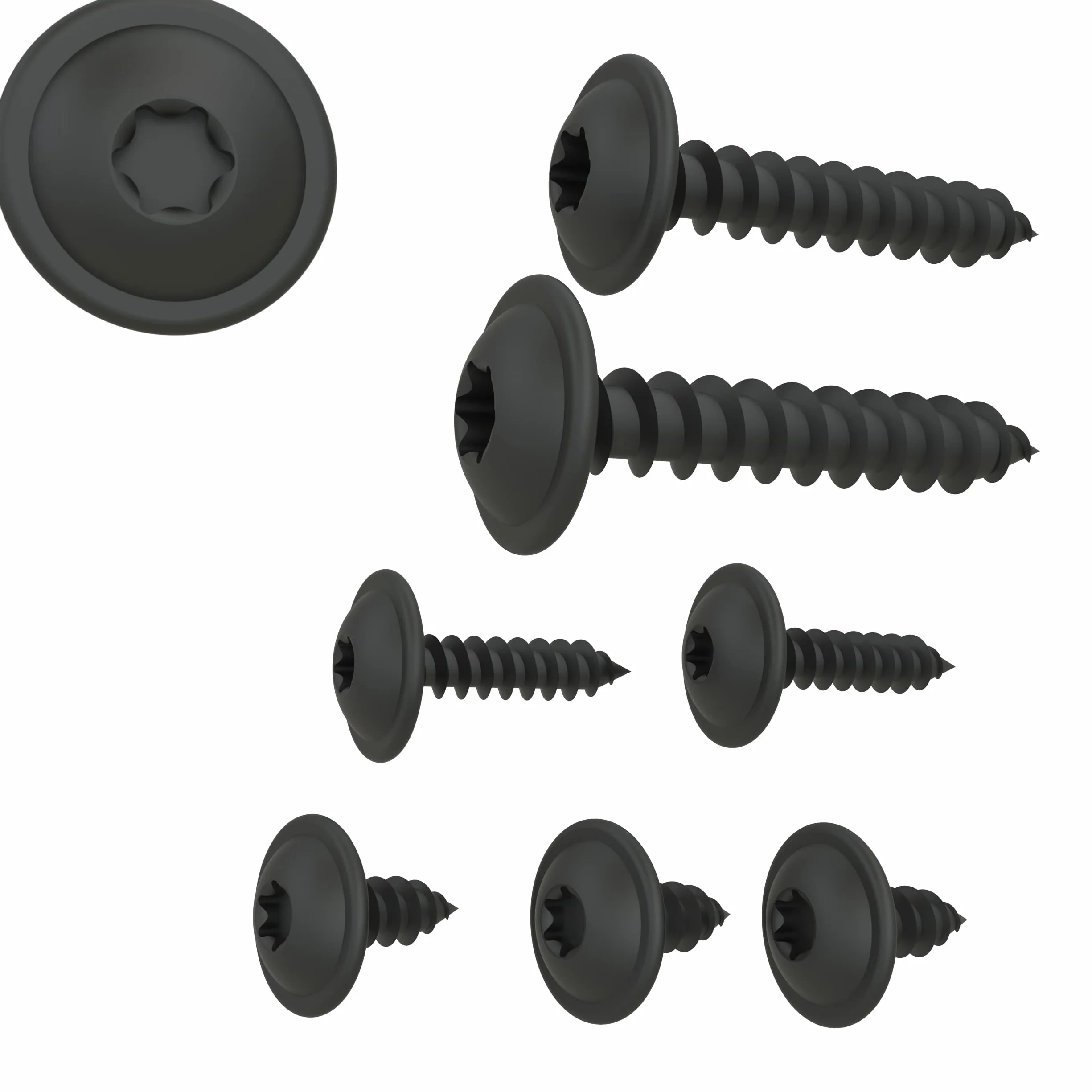 100 AUPROTEC Tornillos de Chapa 4,8 x 25 mm TORX con Cabeza de arandela Tornillo alomado cincado Negro DIN 7049-4,8 x 25 mm, 100 Piezas