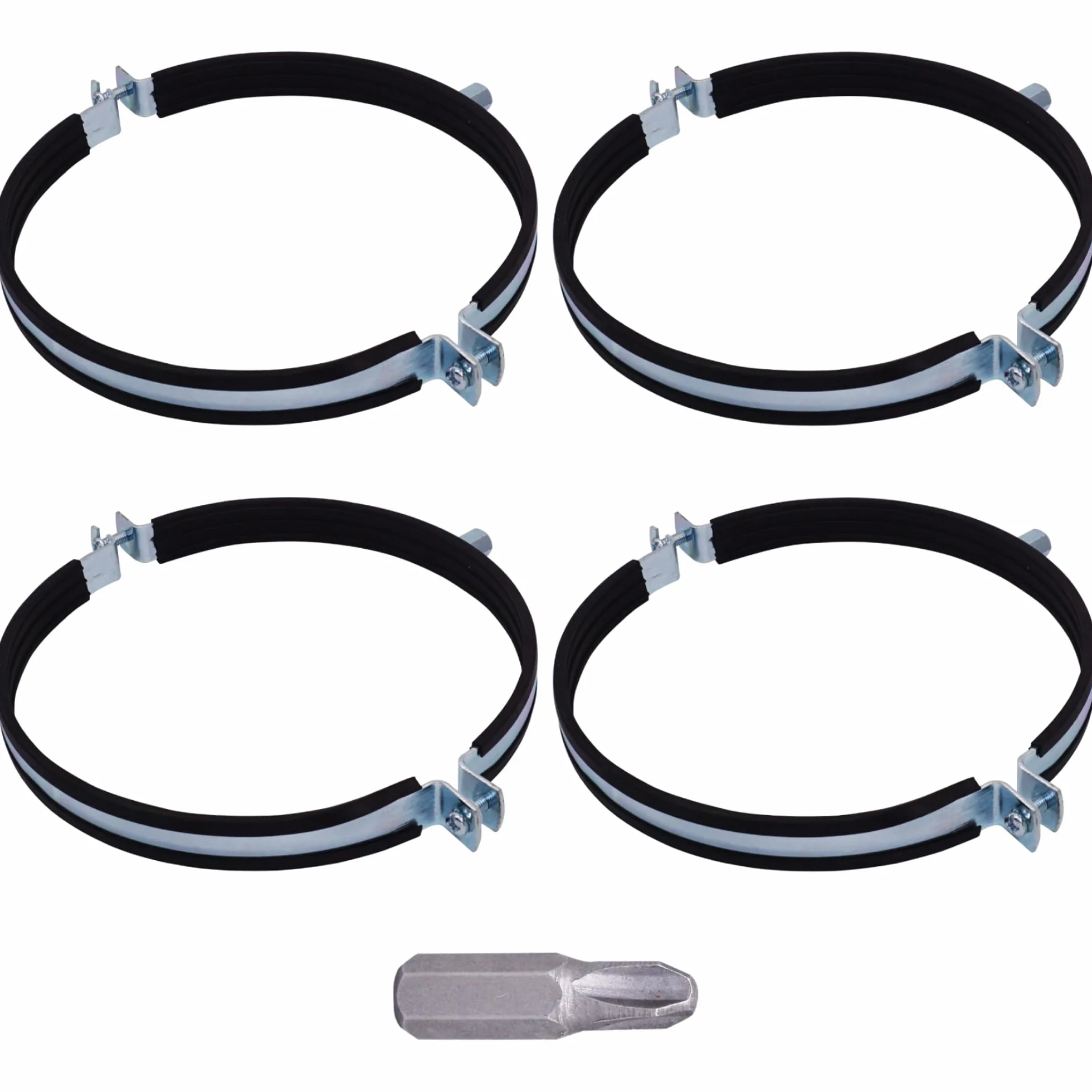 SKIR'CO (4 piezas) Soportes de tubería con forro de goma para tubos de 180 mm, abrazaderas de tubo, soportes de tubería para montaje en pared y techo
