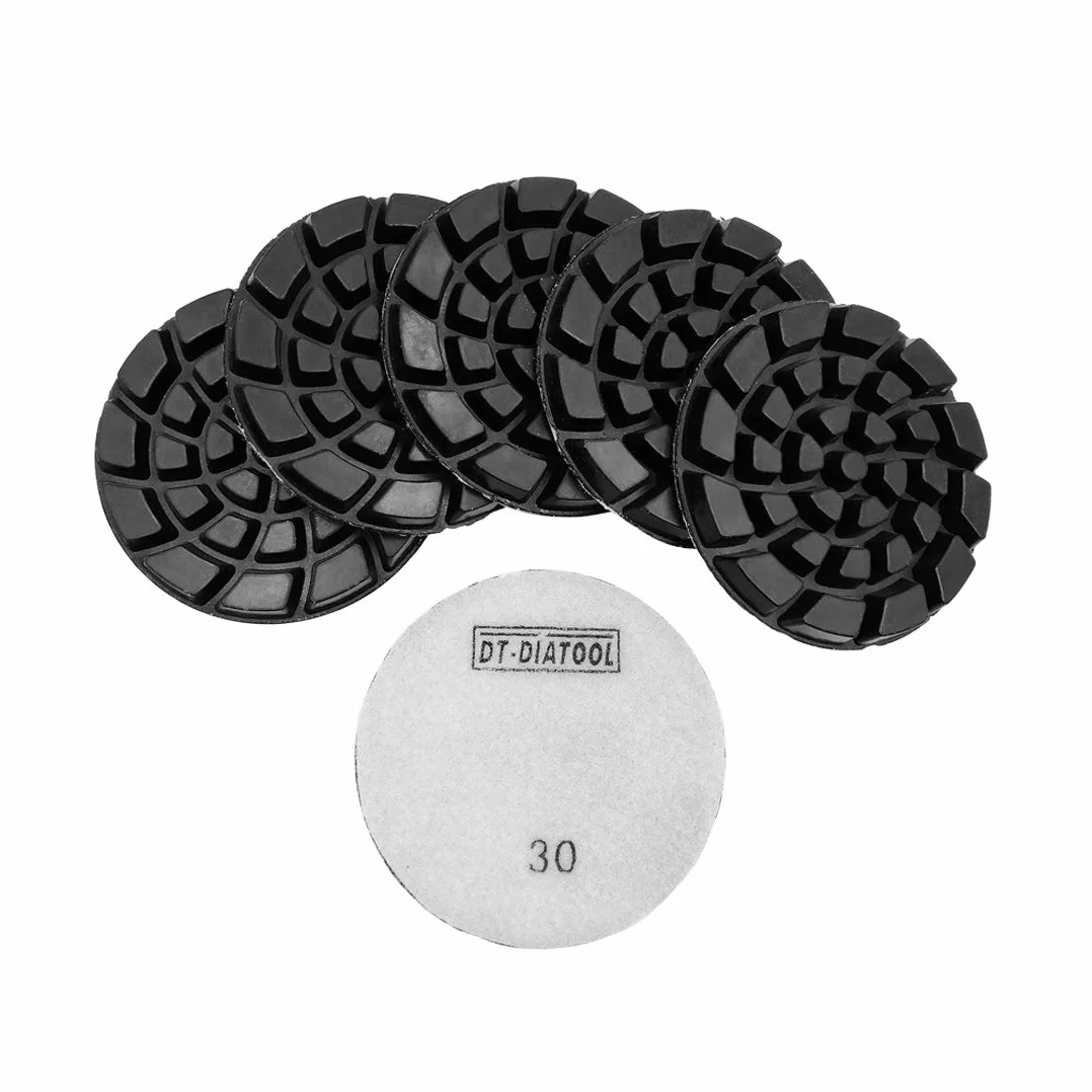 DT-DIATOOL Almohadillas de Pulido de Diamante 100mm 6 Piezas #30 Seco o Húmedo para Hormigón Cemento Terrazo Suelo