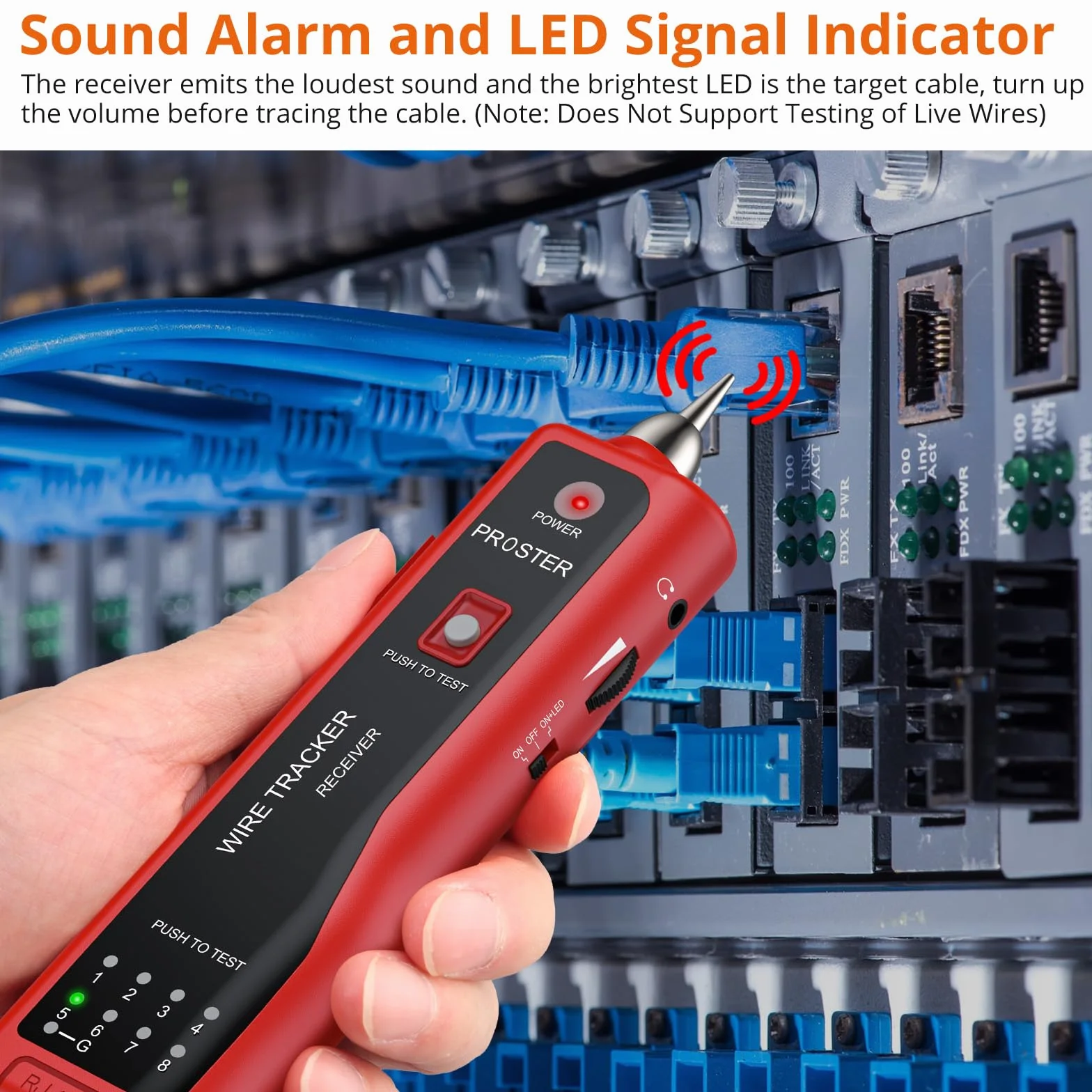 Proster Comprobador de Cables RJ45 RJ11 con Pelacables Tester de Red LAN Ethernet - Rojo